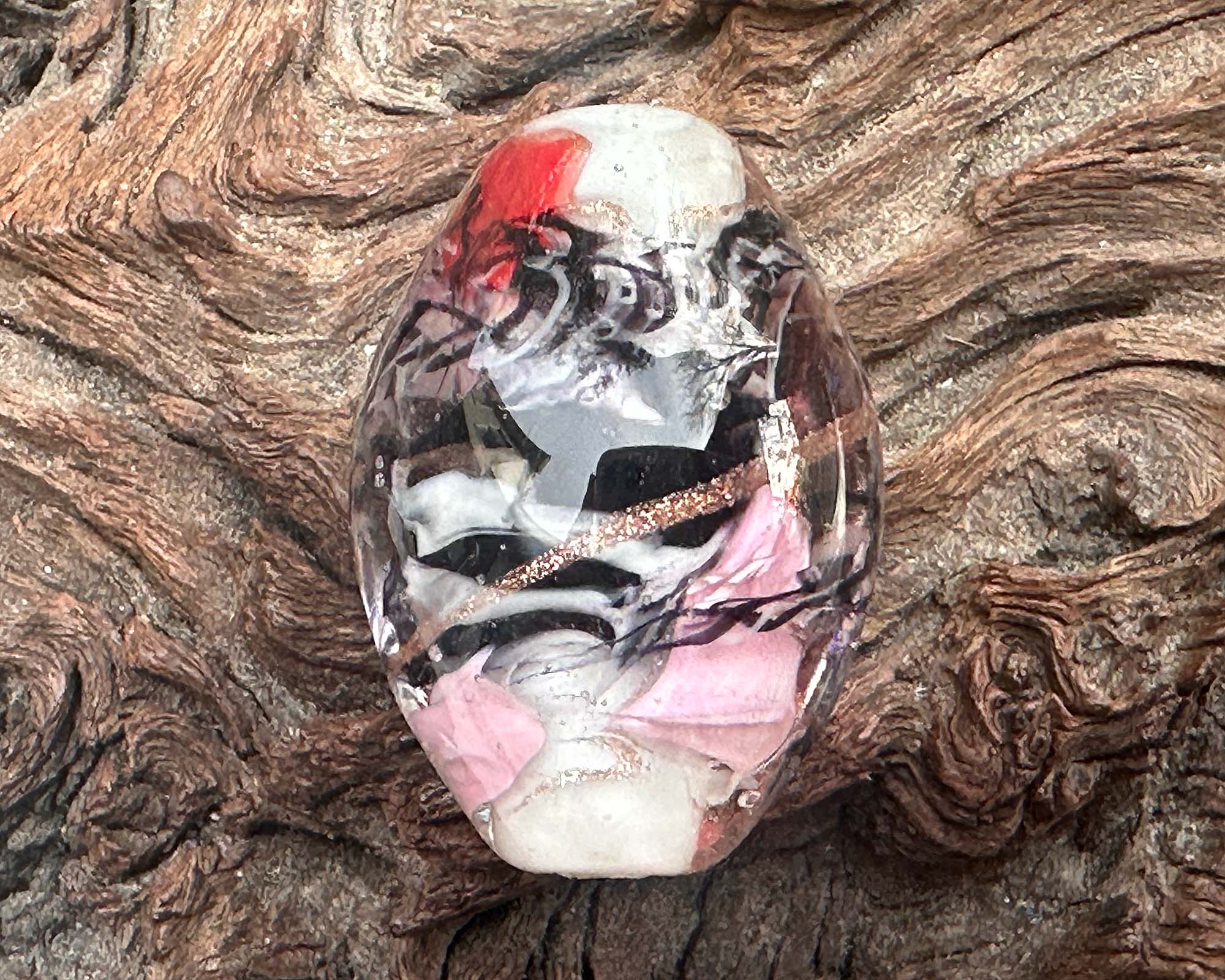 Handmade Cherry Blossom Noir Lampwork Glass Focal Bead - Unique SRA Artisan Jewelry Component for Necklaces, Bracelets & DIY Crafting