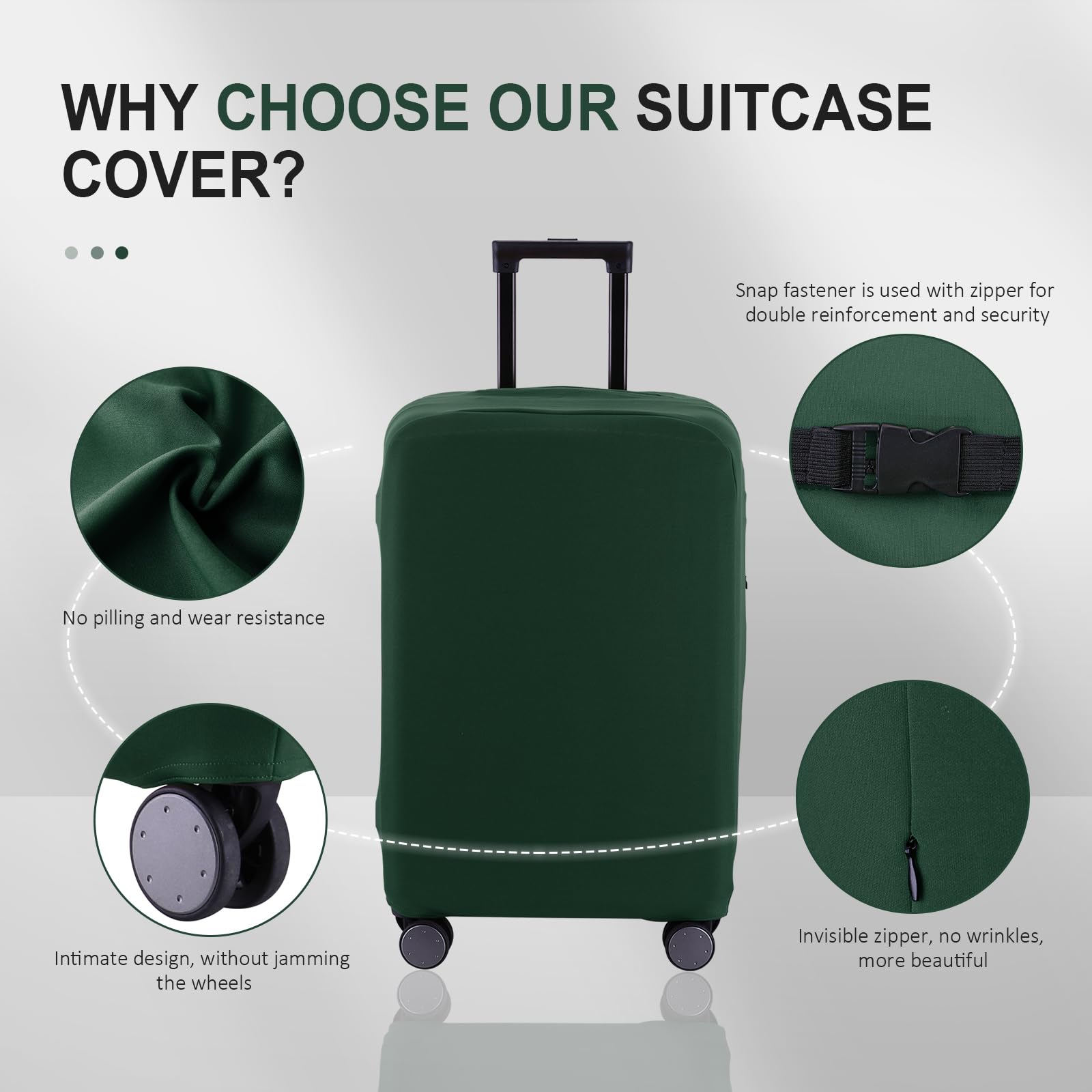 **Scratch-Resistant Travel Luggage Cover - Fits 19-31 Inch Suitcases (Avocado Green, S for 19-21 Inch) - Suitcase Protector for Airplane, Train & Vacation Travel**