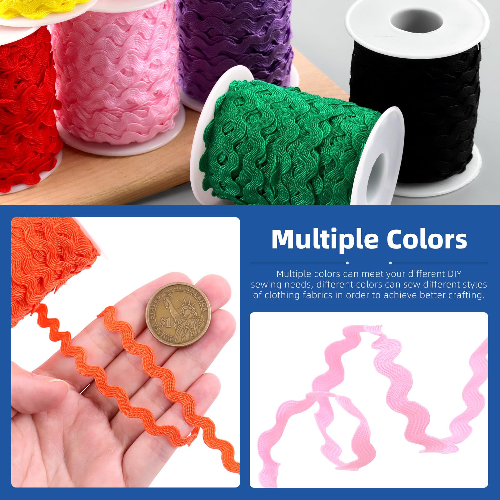 Glarks 1Pcs 27Yard/25M Pink Rick Rack Trim Ribbon - Wavy Sewing Fringe for DIY Crafts, Wedding Dresses, Bridal Decor, Party Supplies & Gift Wrapping - Perfect for Costume Design, Scrapbooking and Home Decoration
