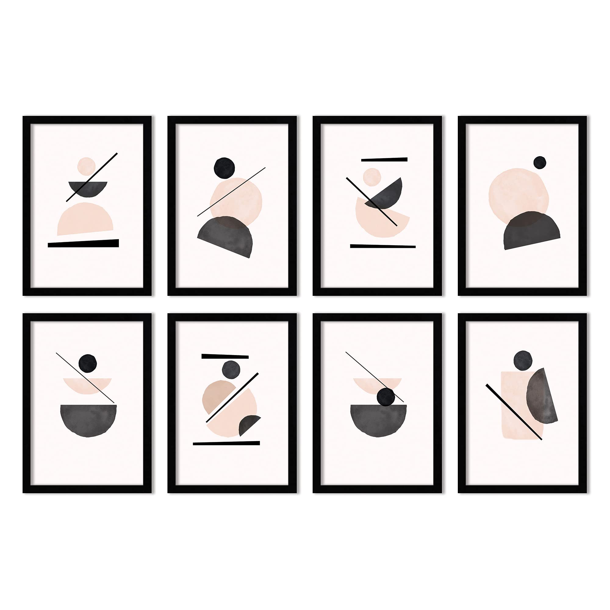 Americanflat 8 Piece 12x18 Black Framed Wall Art Set - Modern Geometric Abstract Paintings by Tanya Shumkina | Perfect for Living Room, Bedroom & Office Decor