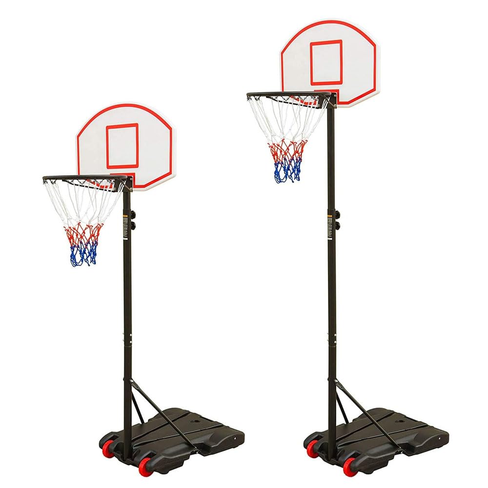 Upgraded Height-Adjustable Basketball Hoop for Kids 6.5FT to 8FT - Portable Basketball Stand with Wheels & Durable Backboard System - Perfect for Driveway, Backyard, and Outdoor Play