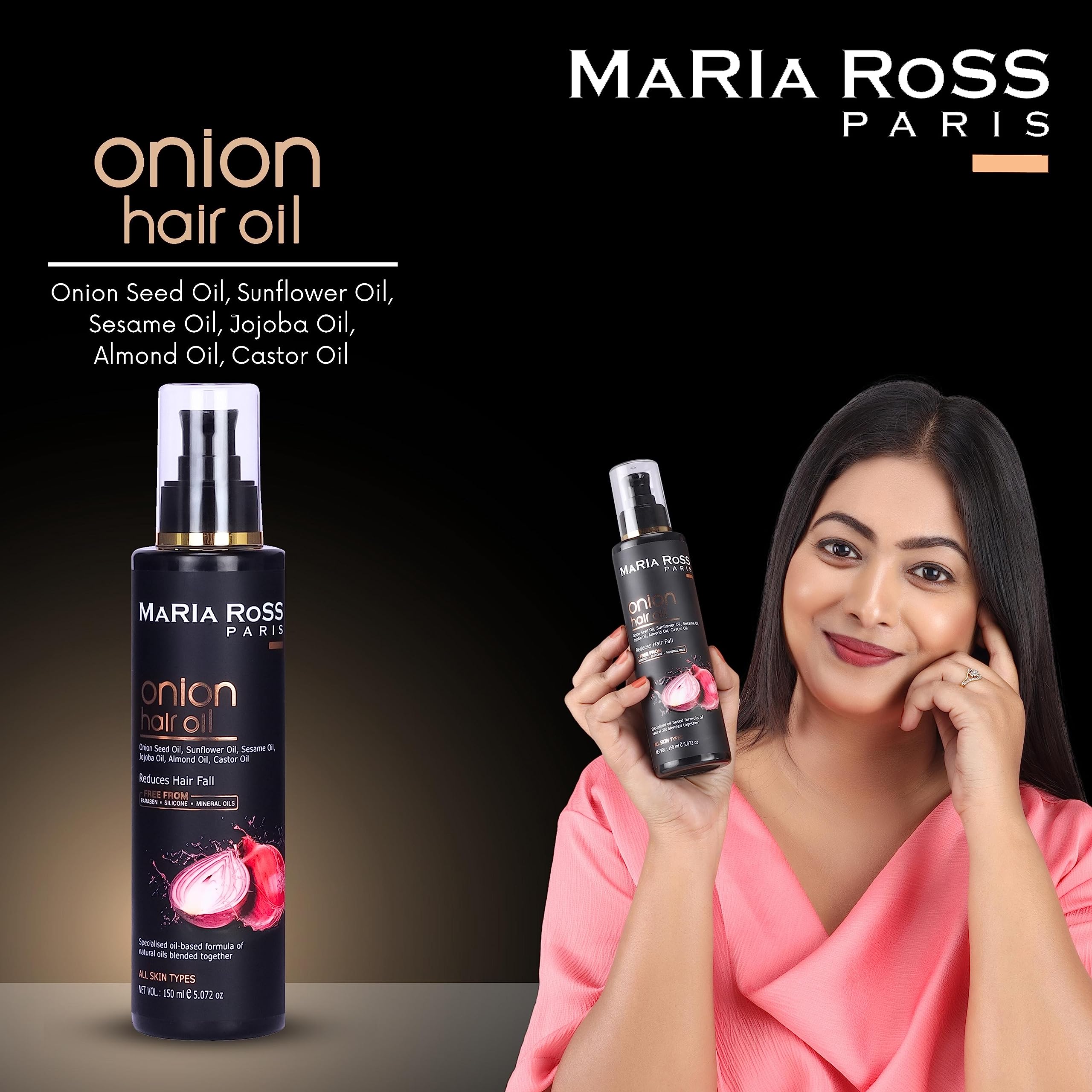 Maria Ross Onion Oil Combo for Hair Growth & Hair Fall Control - Infused with Almond & Coconut Oil - Promotes Thicker, Stronger Hair for Men & Women - Perfect for Daily Hair Care & Scalp Treatment
