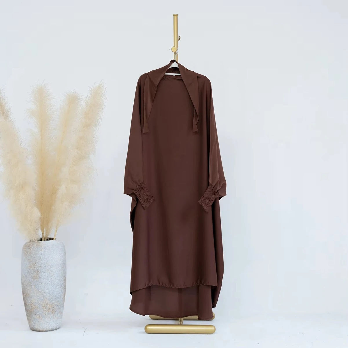Elegant Muslim Girls Satin Prayer Dress - Overhead Jilbab Robe Abaya for Prayer & Modest Wear | Perfect for Mosque, Eid & Special Occasions