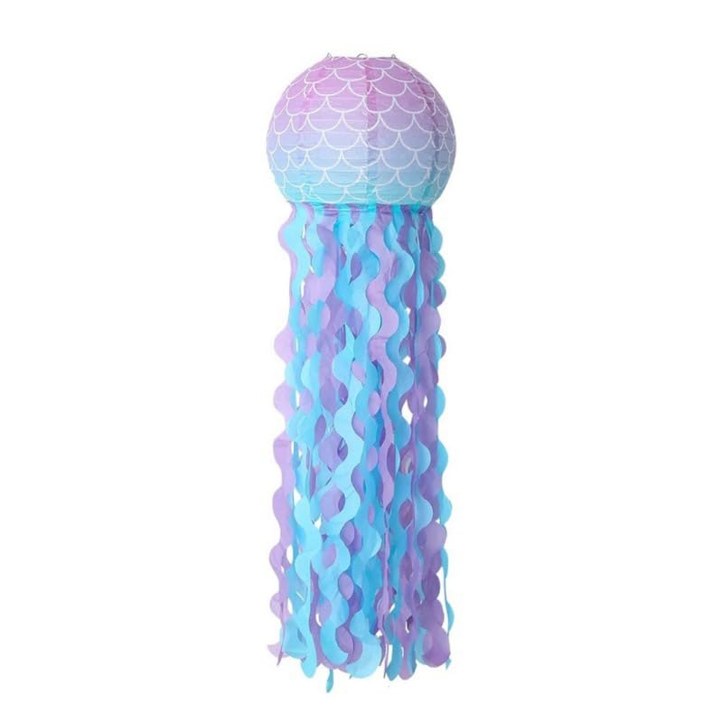 6 Pack Mermaid Jellyfish Paper Lanterns - Under The Sea Party Decorations for Mermaid Theme Birthday, Baby Shower & Ocean Themed Events - Hanging Sea Creature Lanterns for Indoor/Outdoor Decor