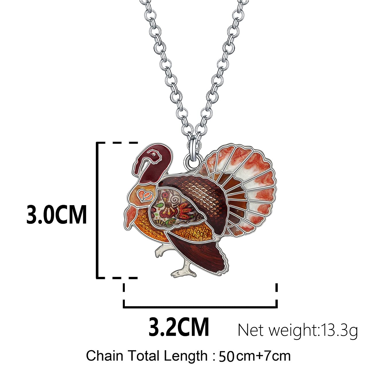 WEVENI Enamel Alloy Thanksgiving Turkey Necklace - Elegant Chicken Pendant Charm Jewelry for Women | Perfect Holiday Gift for Thanksgiving, Christmas & Party Accessories