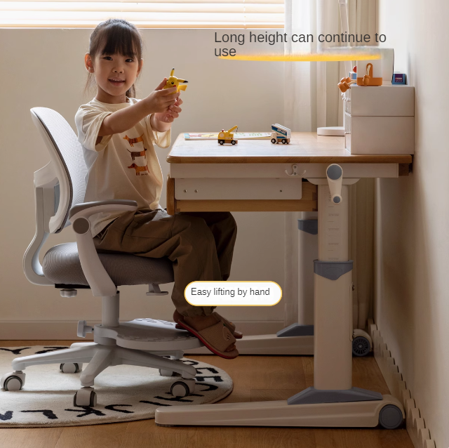 Solid Beech Wood Adjustable Lift Study Desk - Perfect for Home Office, Reading & Writing Workspace