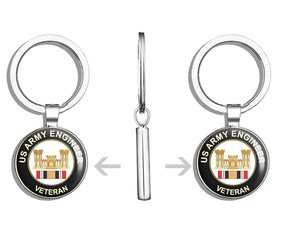 US Army Engineer Iraq Veteran Metal Keychain - Durable Round Key Ring for Military Enthusiasts - Perfect for Keys, Backpacks & Gift Giving