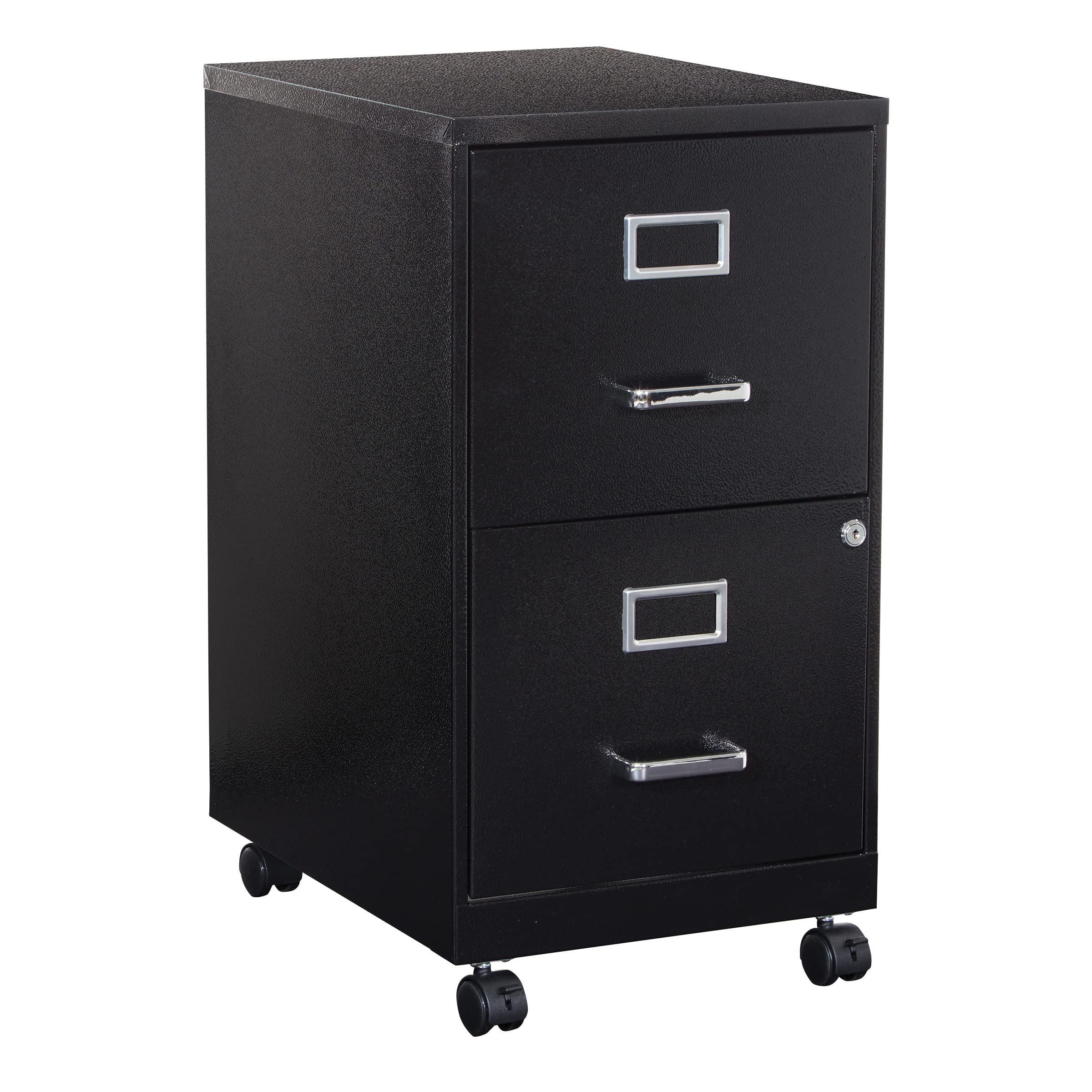OSP 2-Drawer Mobile Locking Metal File Cabinet - Black, Secure Storage for Office, Home, or Classroom Documents & Supplies