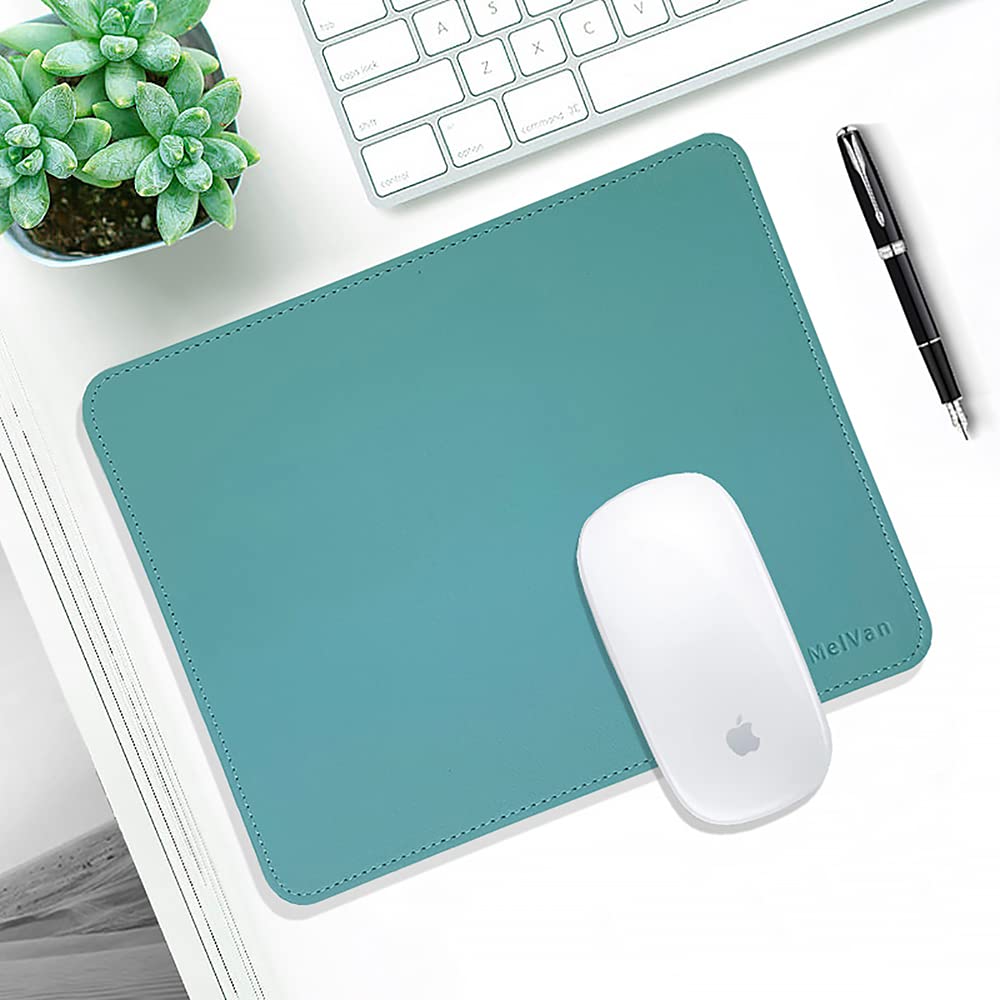 Premium PU Leather Mouse Pad with Stitched Edge - Wood Grain Design, Waterproof Non-Slip Gaming Mouse Mat for PC, Laptop, Office & Home Use - 10.2