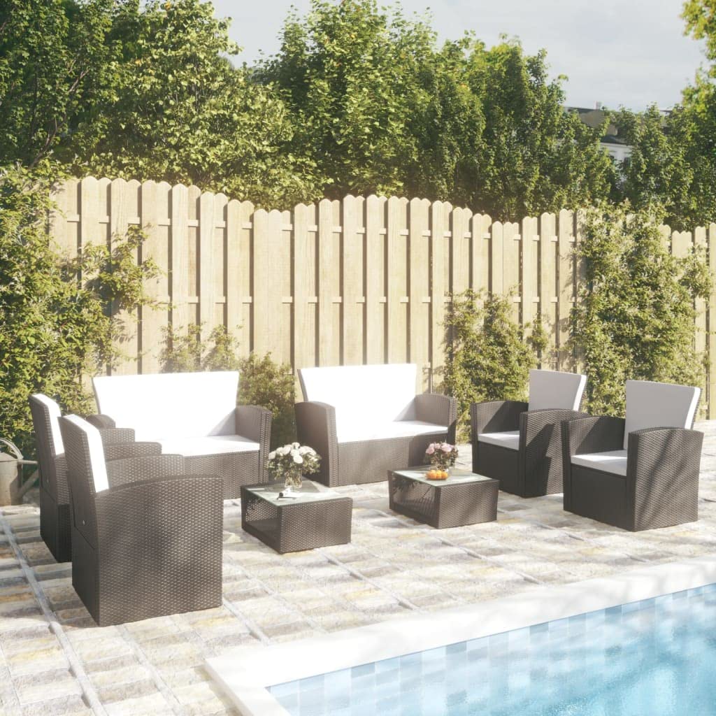 4-Piece Outdoor Patio Lounge Set with Waterproof Cushions & Glass Table - Black & Cream Rattan Furniture for Garden, Poolside, or Backyard Relaxation | Durable Powder-Coated Steel Frame & Poly Rattan Construction