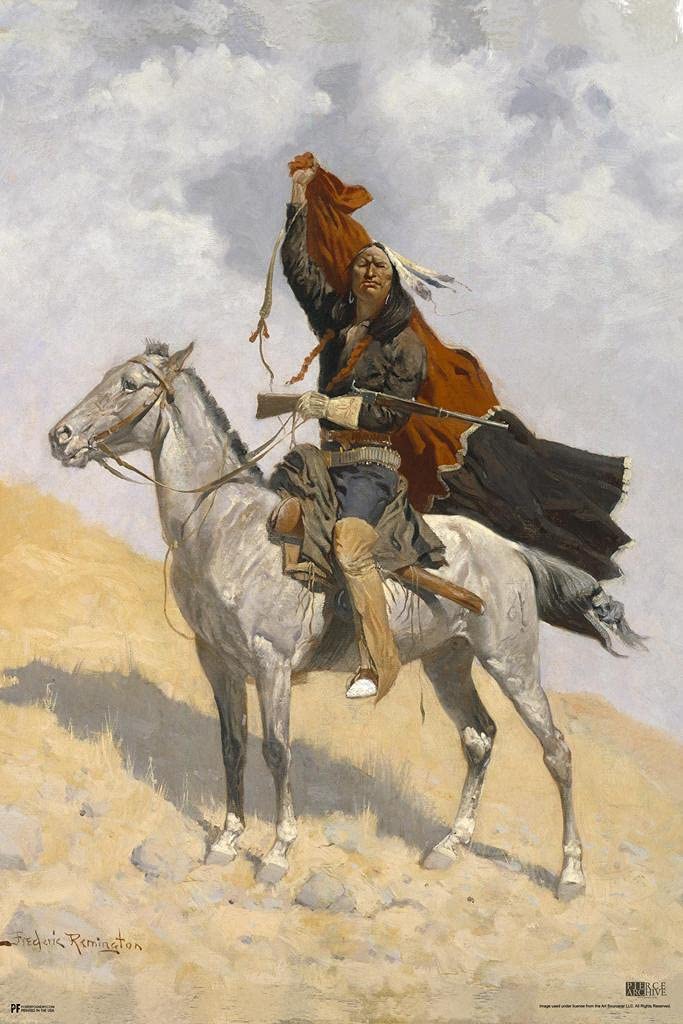 Frederic Remington Western Art Blanket - Laminated Cowboy & Horse Painting Poster - Native American Wild West Decor - Dry Erase Wall Art 16x24 - Perfect for Home, Office & Western Theme Decorations