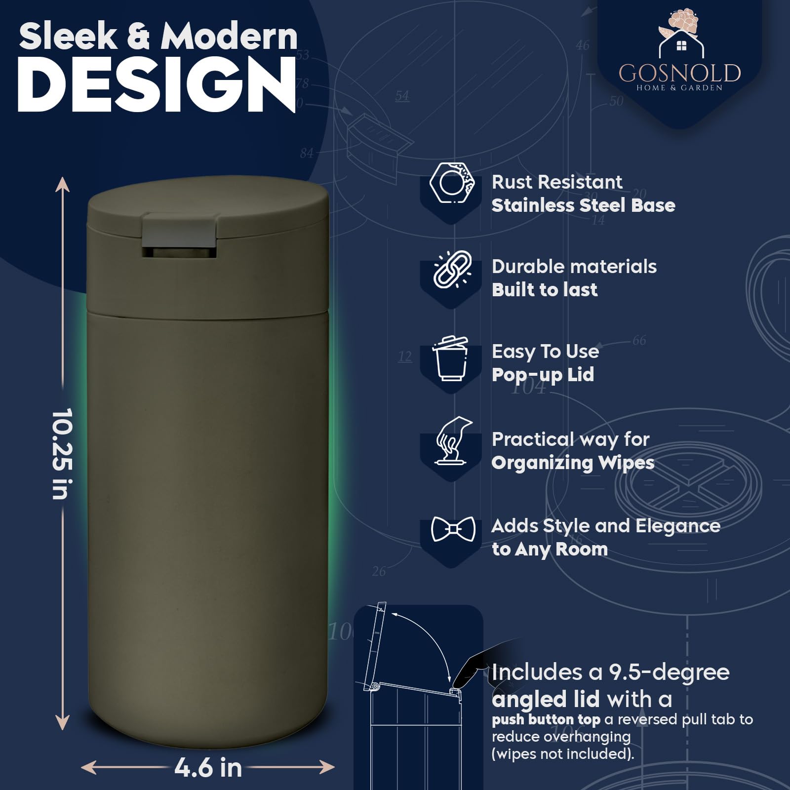 Extra Large Refillable Disinfecting Wet Wipes Dispenser (Green) | Fits Clorox, Lysol, Bleach & Sanitizing Wipes | Durable Reusable Wipes Holder for Kitchen, Bathroom, Office & Car | Gosnold Home & Garden | Perfect for Cleaning, Disinfecting & Organizing Surfaces