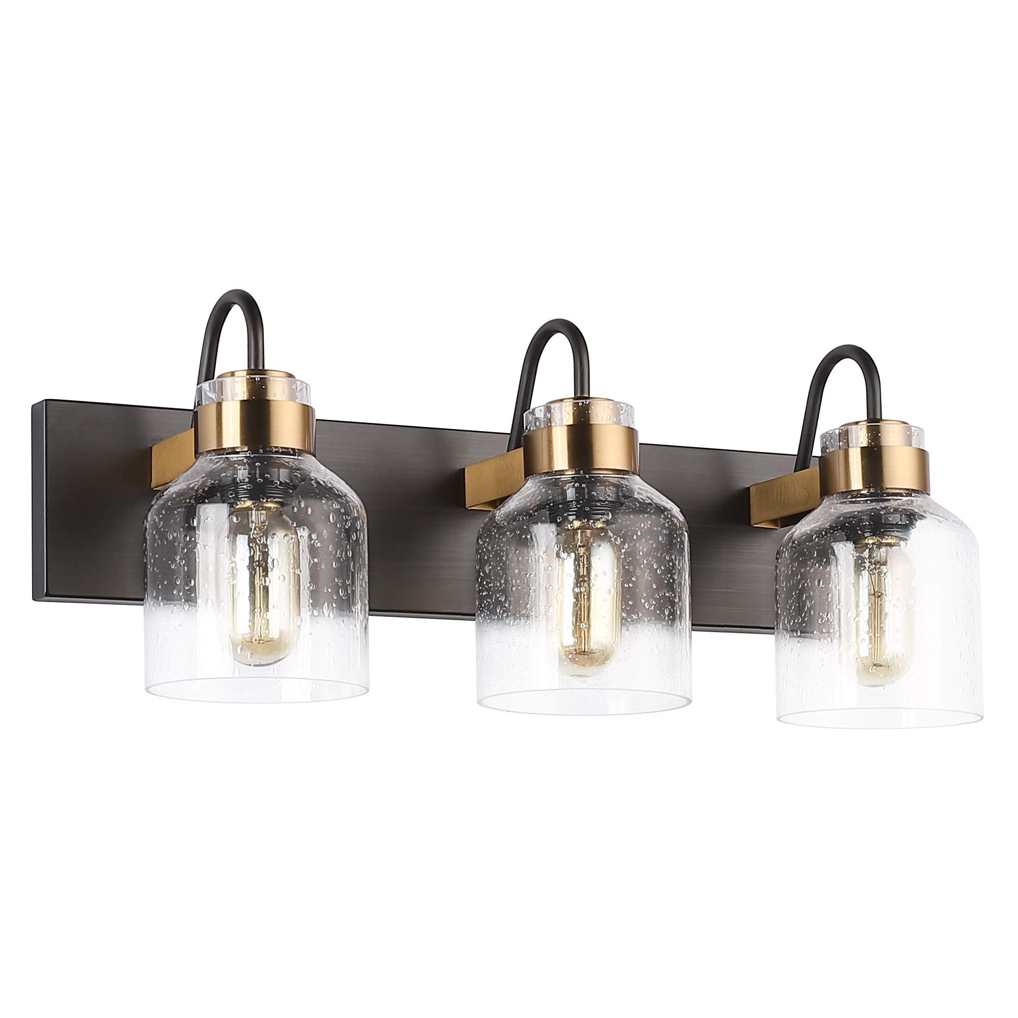 Vintage Black Bathroom Vanity Light Fixture - 3-Light Over Mirror Lighting with Glass Globes for Bathroom, Powder Room & Dressing Area | Classic Elegant Home Decor