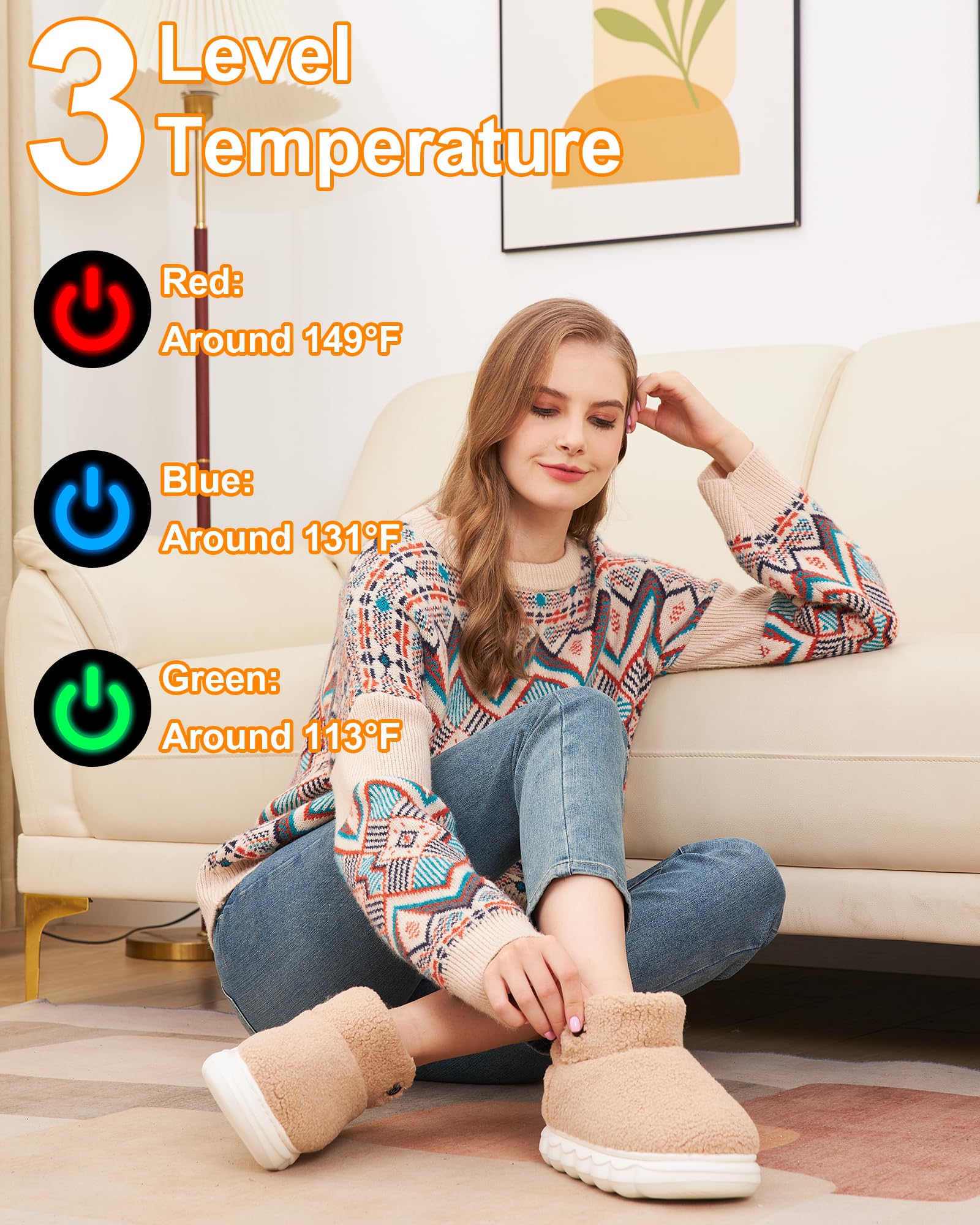 Lilia Electric Heated Slippers for Women - Rechargeable Battery-Powered Indoor Heating Shoes with 5V USB Foot Warmer | Perfect for Cold Weather, Home Relaxation & Winter Comfort