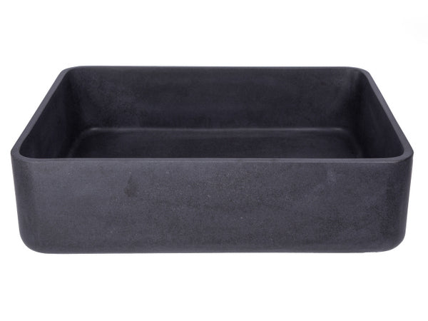 Black Lava Stone Rectangle Vessel Sink - Modern Bathroom Vanity Sink for Contemporary & Farmhouse Decor - Perfect for Home, Hotel, and Spa Bathrooms