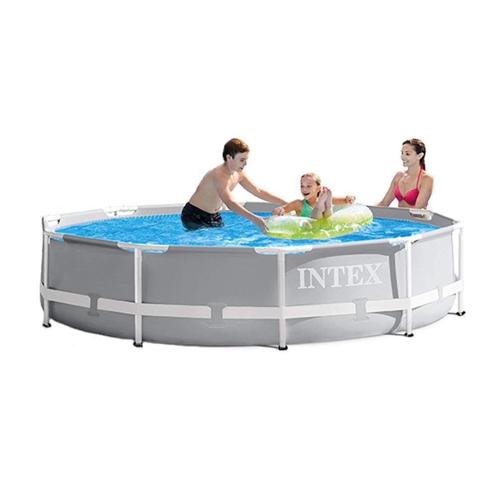 Intex 10ft x 30in Inflatable Above Ground Swimming Pool with 10-Foot Round Pool Cover - Perfect for Backyard Fun, Summer Parties & Family Relaxation