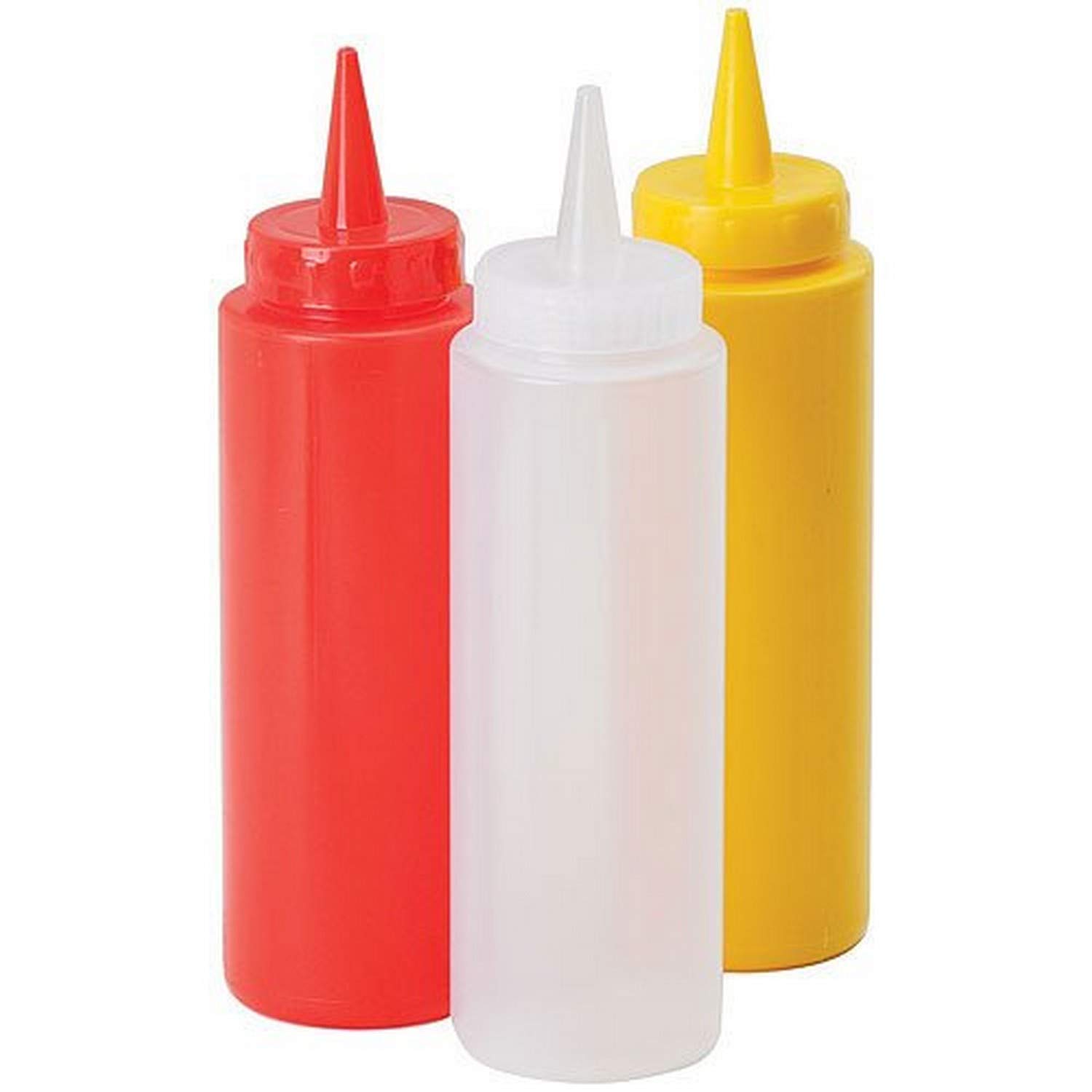 Royal Industries 8 Oz Yellow Squeeze Bottles - Durable & Leak-Proof for Kitchen, Condiments, Hair Dye & Crafts