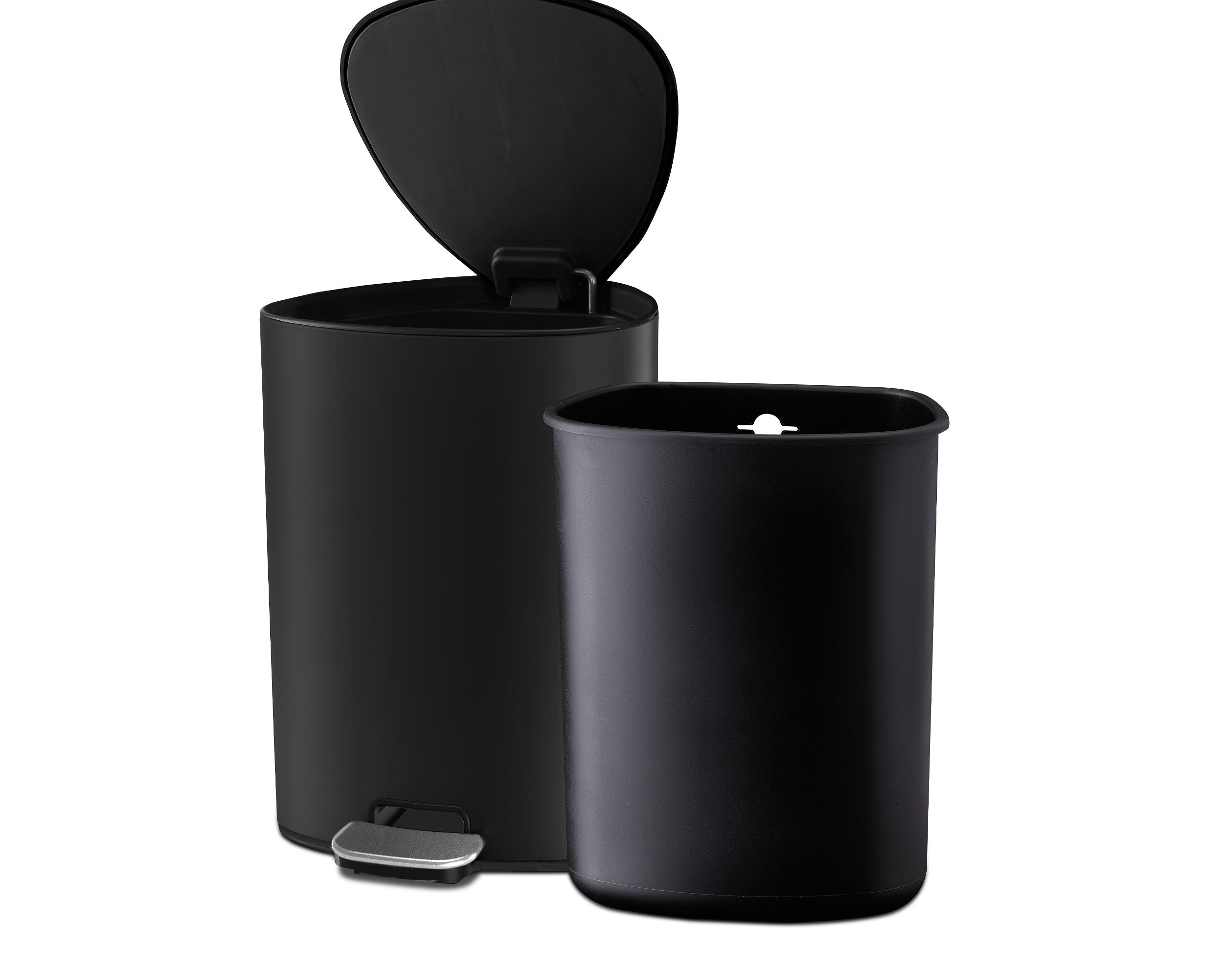 EasyStore™ 5L Stainless Steel Pedal Trash Can - Modern Matte Black Kitchen Waste Bin for Home, Office & Bathroom Use
