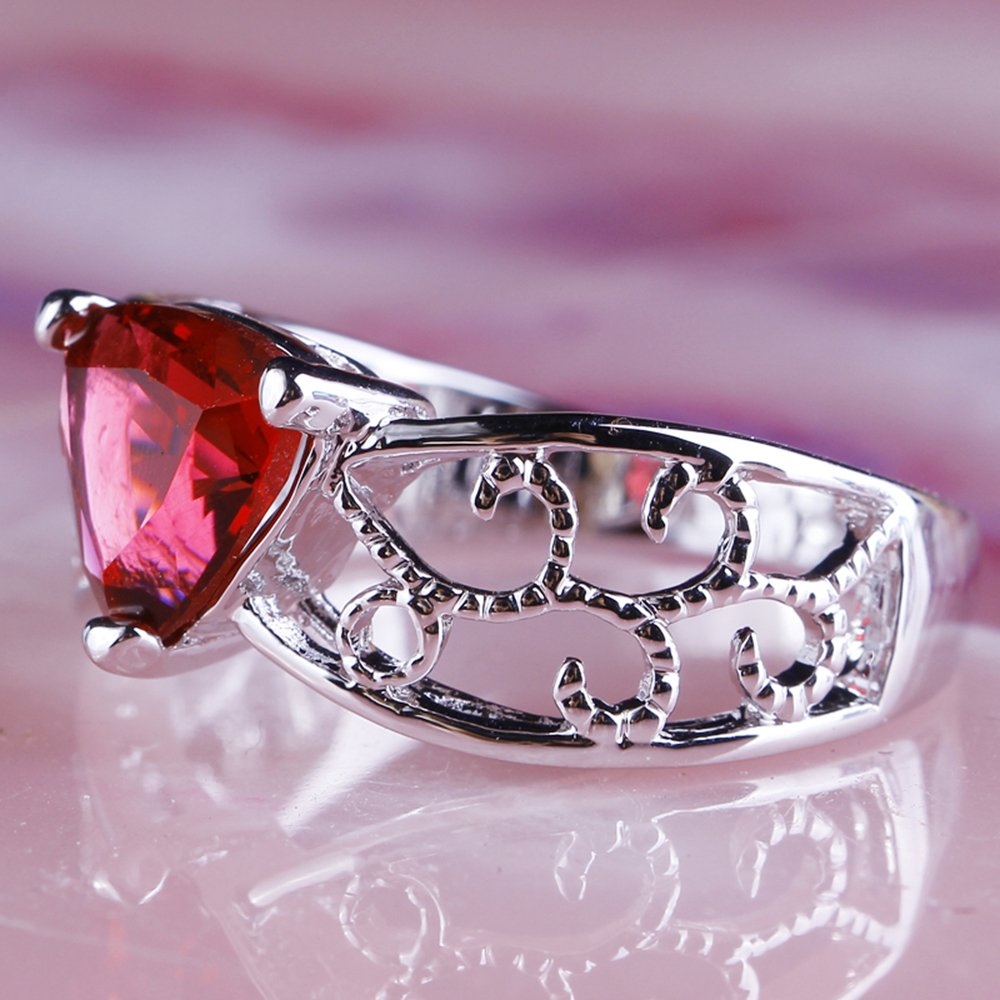 925 Sterling Silver Plated Simulated Pink Topaz Halo Engagement Ring for Women - Elegant Promise, Wedding & Anniversary Jewelry Gift