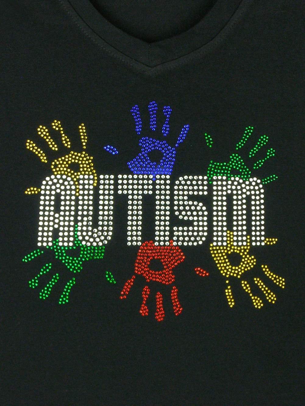 Autism Awareness Women's Rhinestone Bling T-Shirt - Black | Support Neurodiversity & Inclusion | Perfect for Awareness Events, Fundraisers & Everyday Wear