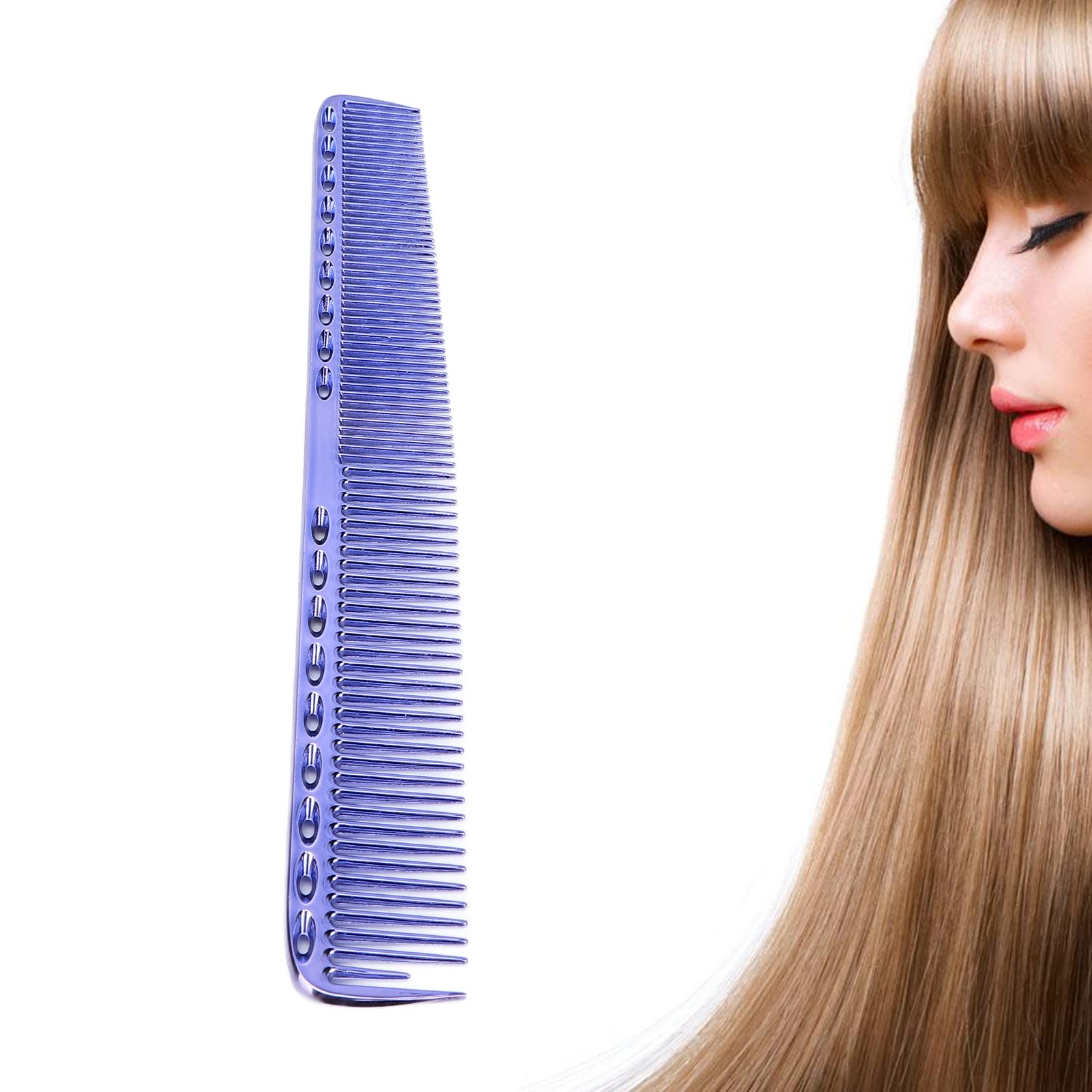 Professional Antistatic Aluminum Comb for Hairdressers - Fine & Wide Teeth Metal Comb for Hair Cutting & Styling (Violet) | Salon & Home Use