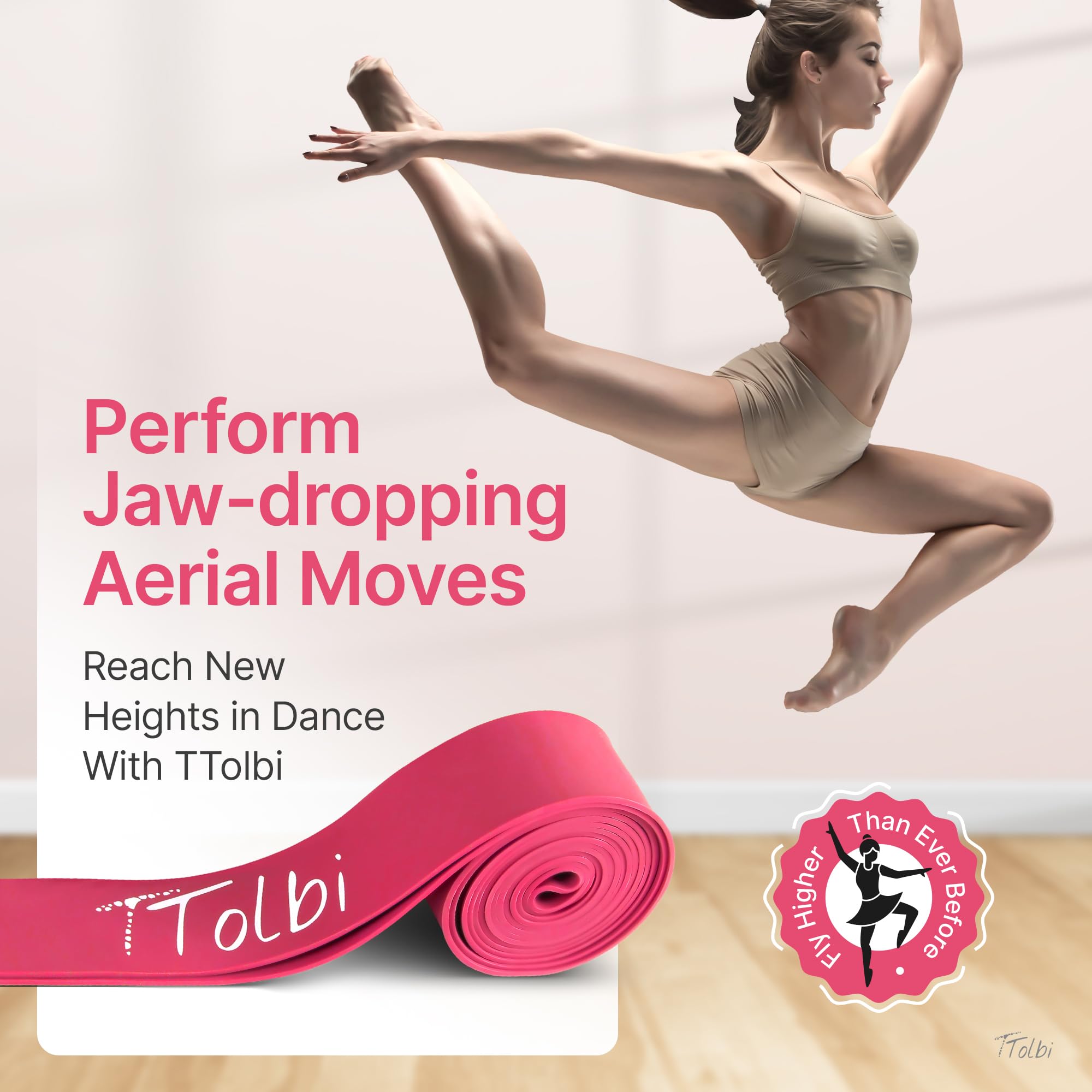 Premium Stretch Bands for Dancers - Elastic Resistance Bands for Flexibility, Ballet, Splits & Strength Training | Perfect for Ballet, Gymnastics, Cheerleading, Yoga & Pilates | Home Workout & Dance Studio Essential