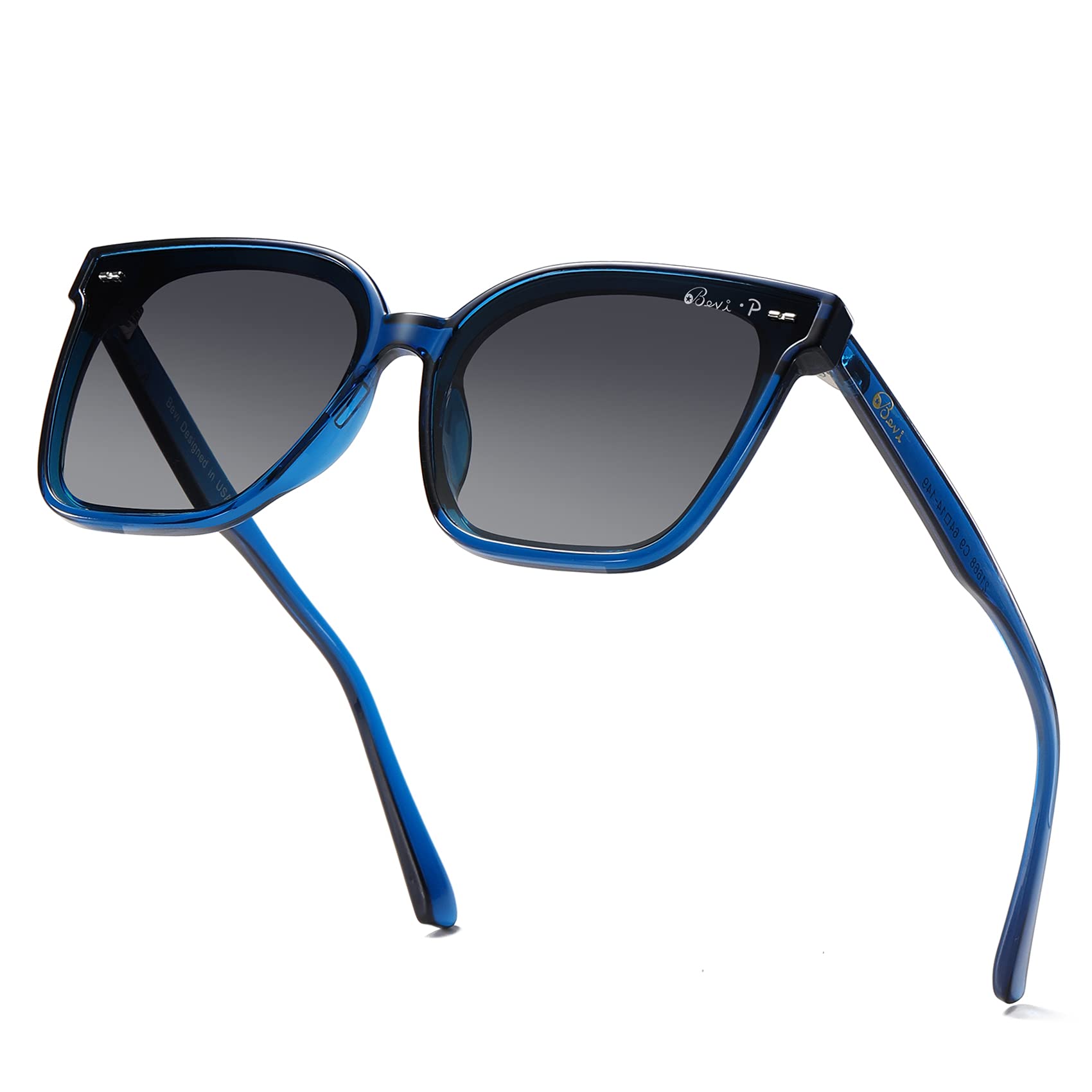 Bevi Square Polarized Sunglasses UV 400 Protection - Retro Vintage Unisex Sunglasses for Women & Men - Perfect for Driving, Beach & Outdoor Activities