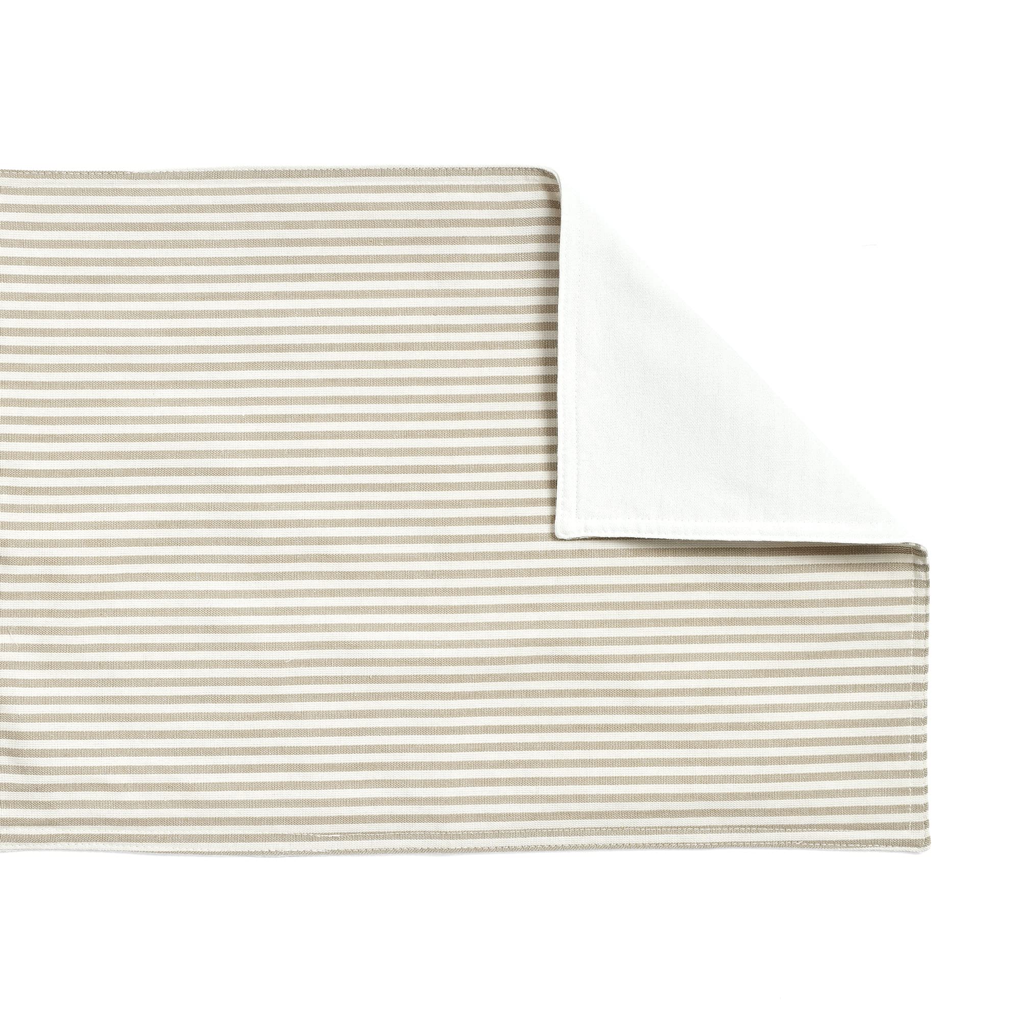 Farmhouse Stripe Table Runner 13x72 - Neutral Yarn Dyed for Dining Decor
