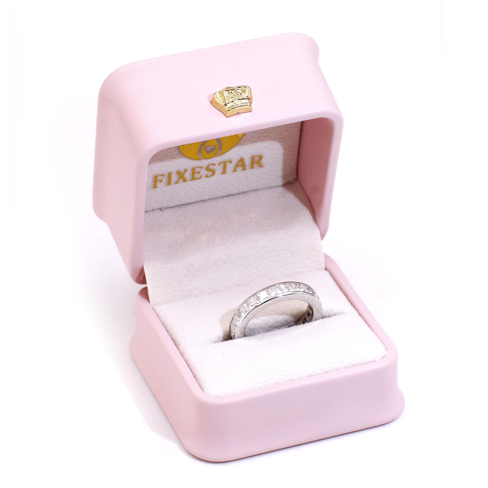 3.15 Carat Princess Cut Moissanite Eternity Band for Women - DF Color VVS Clarity Sterling Silver with 18K White Gold Plated Wedding Ring | Elegant Anniversary Gift, Bridal Jewelry & Couple's Promise Ring for Special Occasions