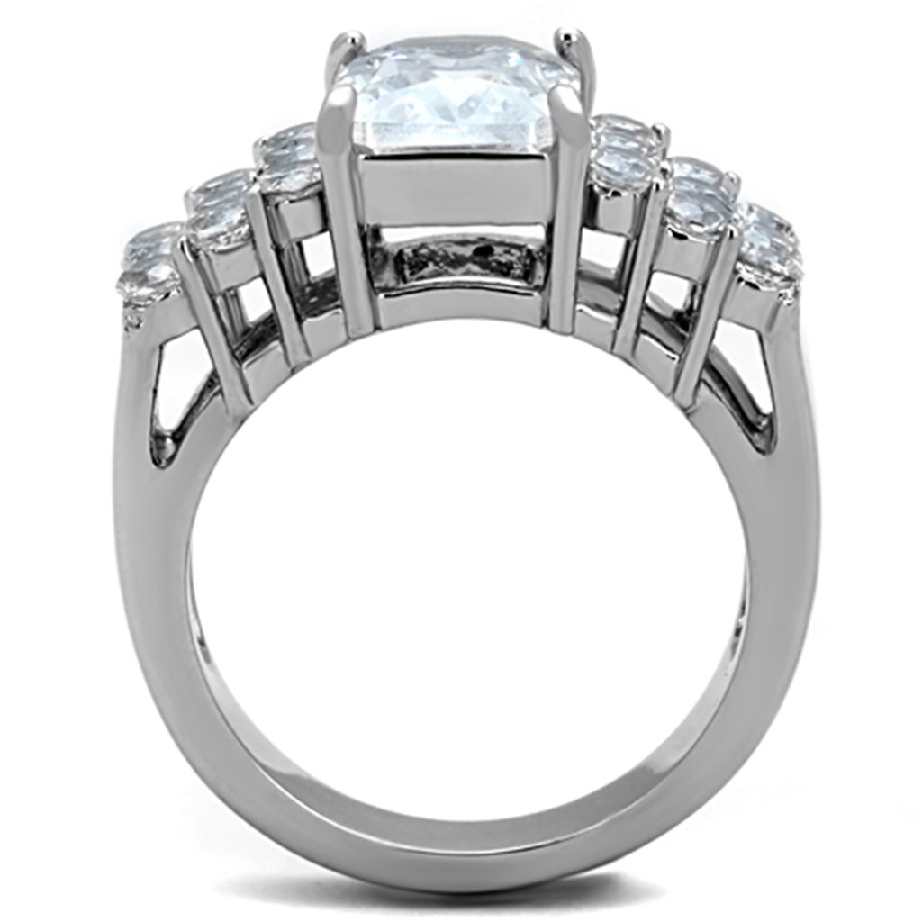 Marimor 316 Stainless Steel Women's Engagement Ring - 4.57ct Radiant Cut Cubic Zirconia Wedding Band for Her, Perfect for Proposals, Anniversaries & Special Occasions
