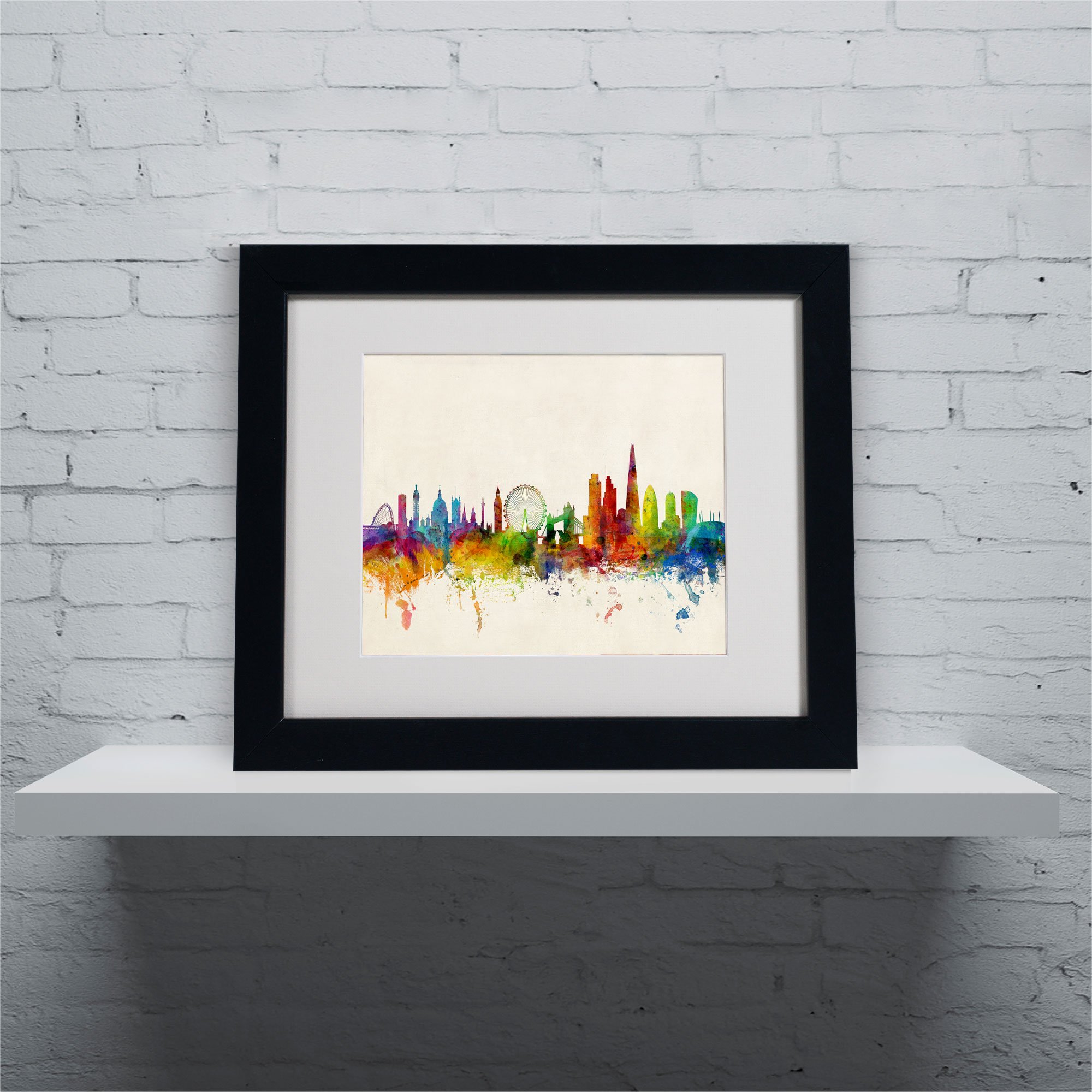 Michael Tompsett London England Skyline VII Canvas Art Print - 16x20 Inches with Black Frame - Perfect for Home, Office & Living Room Decor