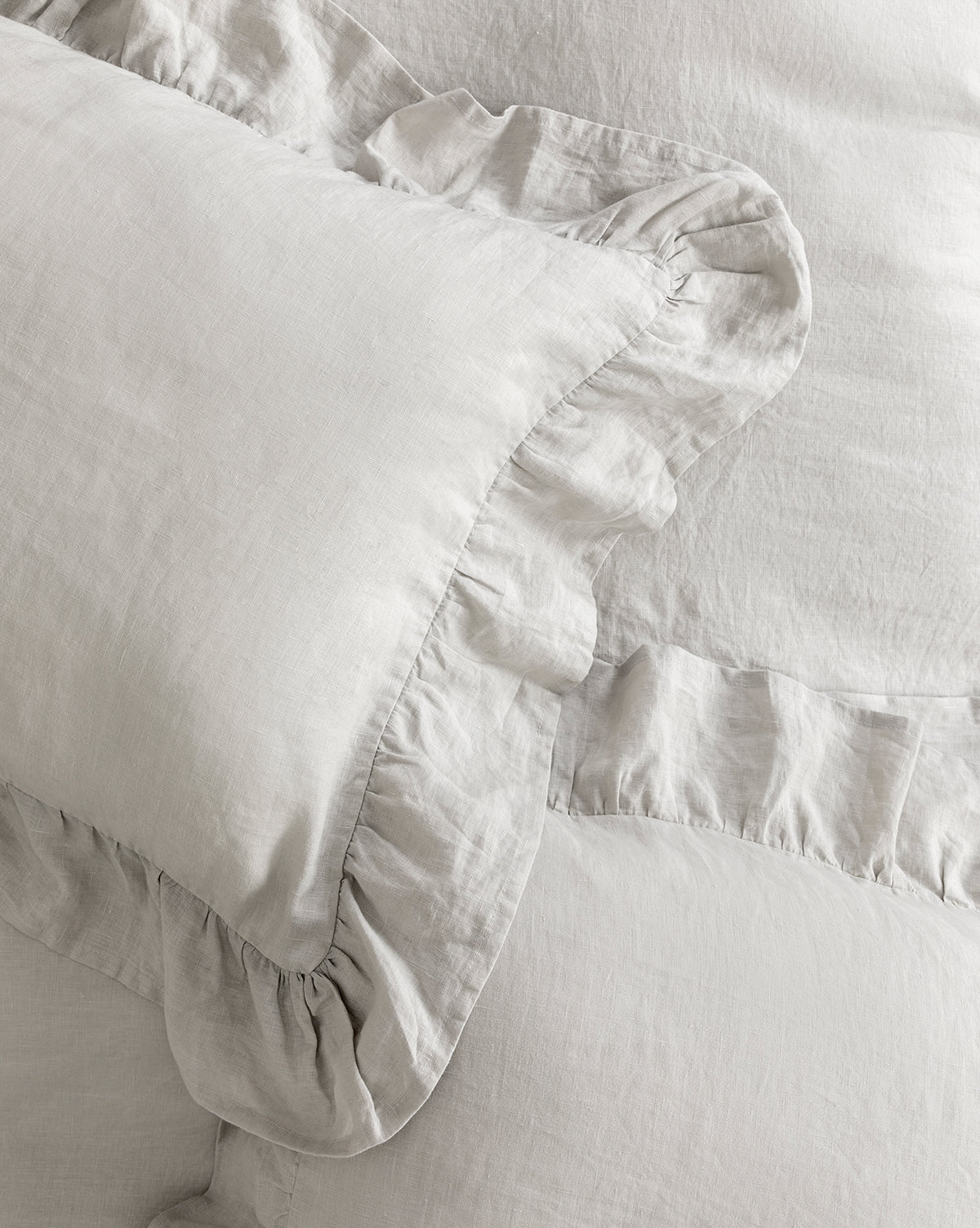 Premium Ruffle Linen Shams Set of 2 - 100% Natural European Flax Bedding Pillowcases for Master Bedroom & Guest Room Decor