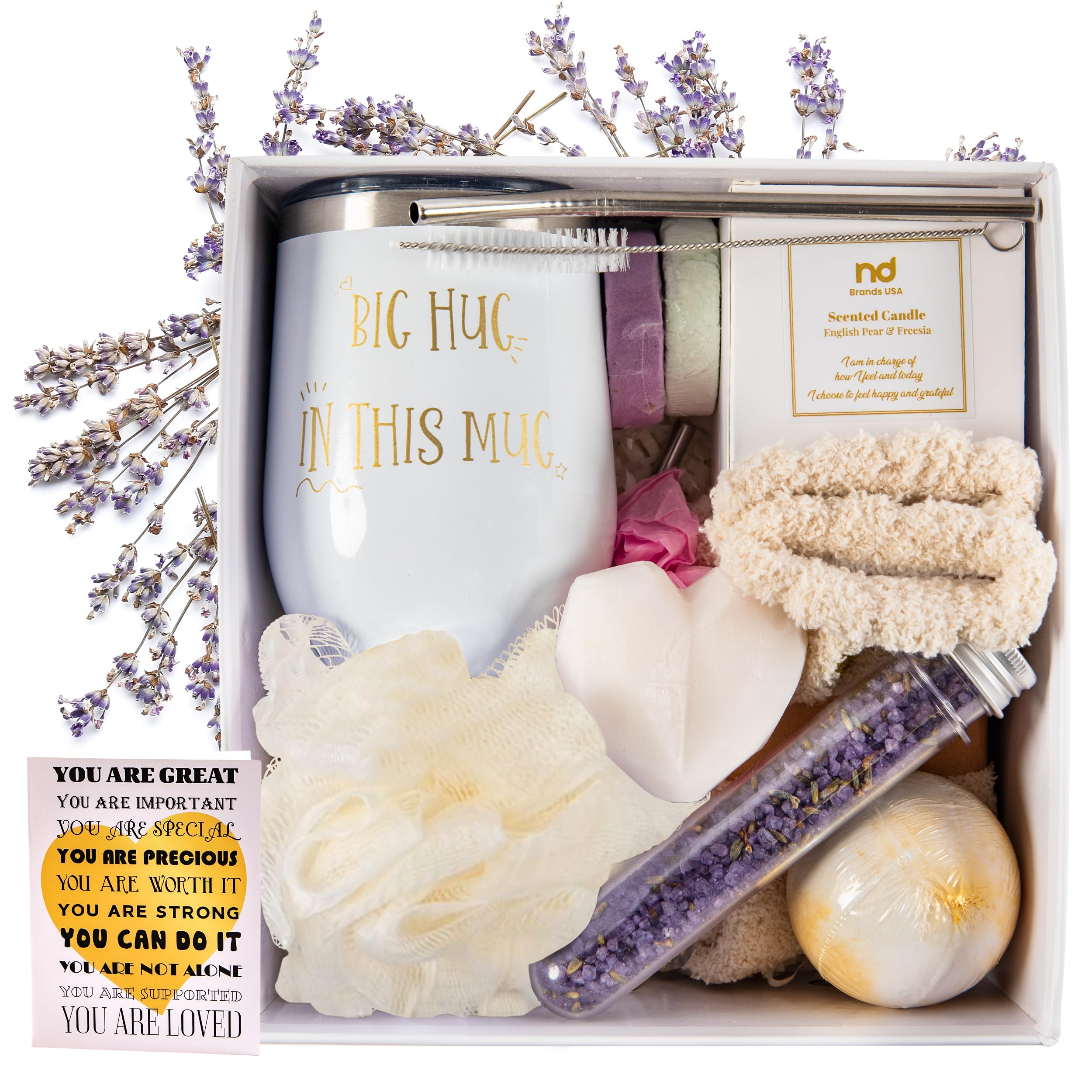 Relaxing Self Care Gifts for Women - Spa Gift Box Set with Bath Bombs, Candles & More | Birthday, Get Well Soon, Thinking of You Gift for Her, Sister & Best Friend | Perfect for Stress Relief, Pampering & Home Spa Days