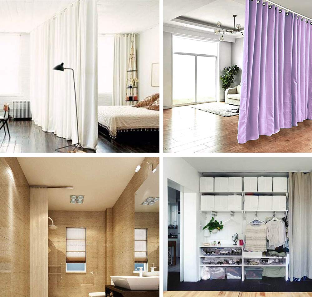 Ceiling Mount Curtain Track System - 12ft (2 x 6ft) White Room Divider Rail with Hooks & Accessories for Living Room, Bedroom, Shower & Closet | Easy Installation for Home Partition & Window Dressing