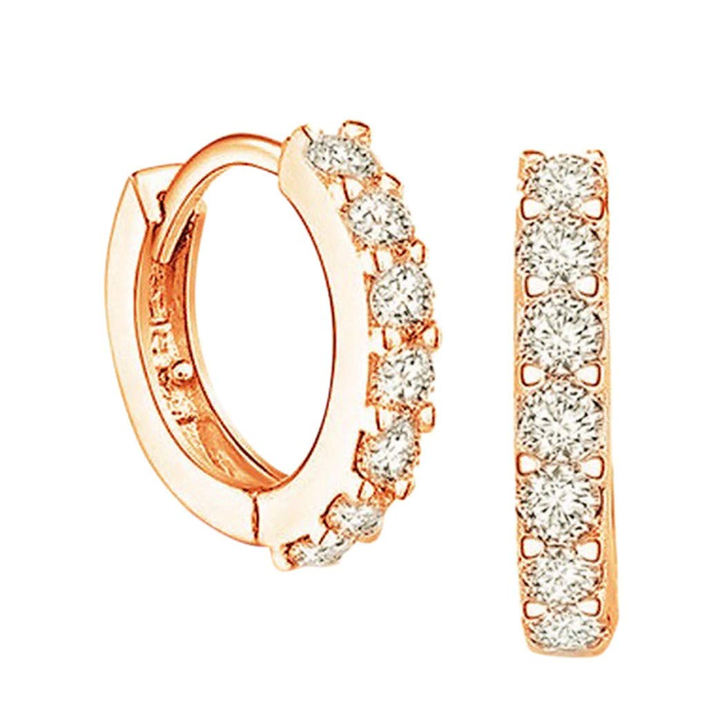 Sparkling Rhinestone Hoop Earrings for Women - Round Crystal Zircon Stud Earrings, Shiny Luxurious Jewelry Gift for Valentine's Day, Anniversary & Party Wear