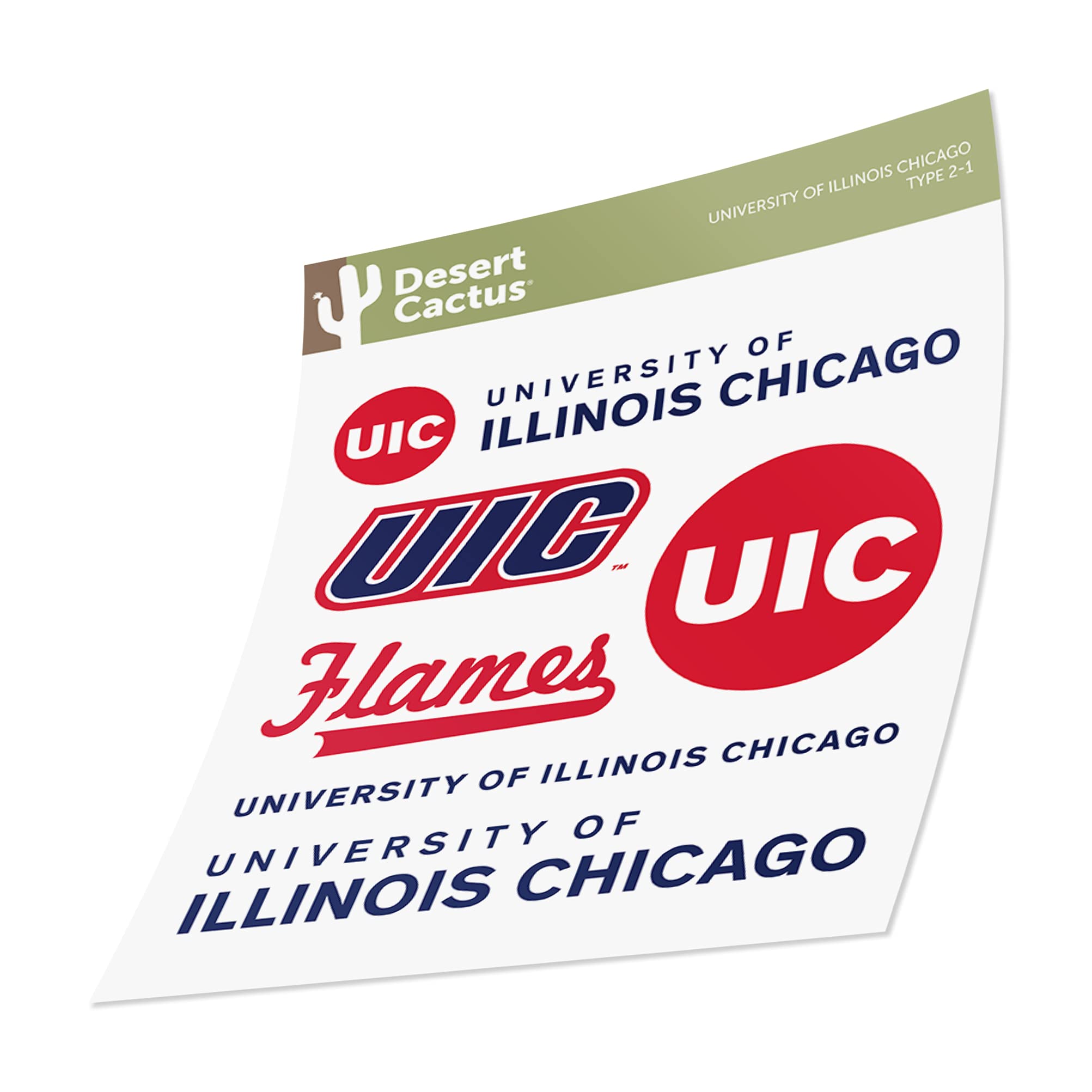 University of Illinois at Chicago Flames Vinyl Decals - Desert Cactus Design for Laptop, Water Bottle, Car & Scrapbook - Durable Sticker Sheet | Perfect for School Spirit, DIY Crafts & Personalizing Accessories