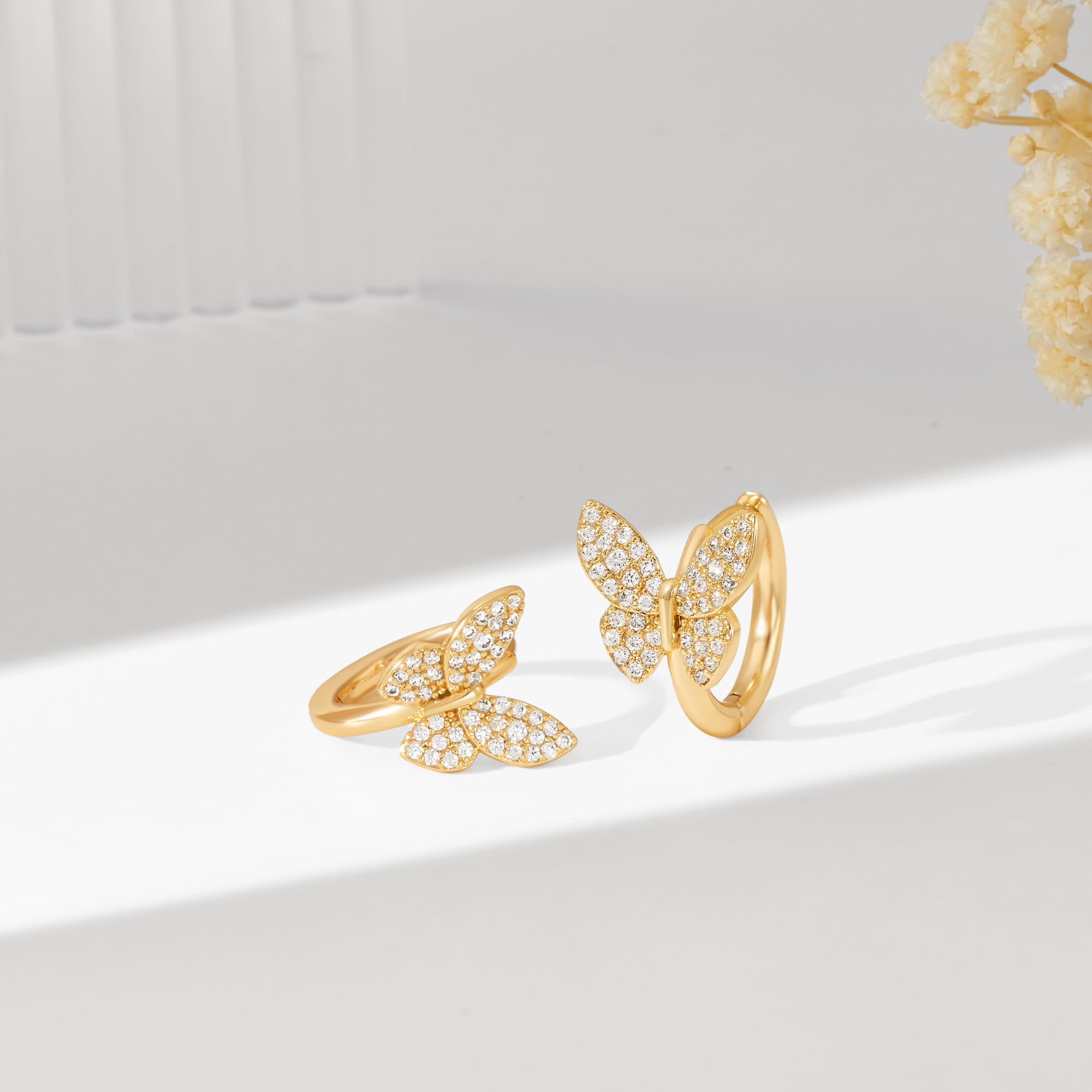 VACRONA 14k Gold Plated Cubic Zirconia Huggie Hoop Earrings - Tiny Lightweight Small Hoop Earrings for Women | Perfect Gift for Everyday Wear, Date Night & Special Occasions