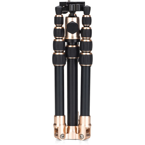 MeFOTO BackPacker Compact Aluminum Travel Tripod (Gold) - Lightweight & Portable for Photography, Hiking, and Outdoor Adventures