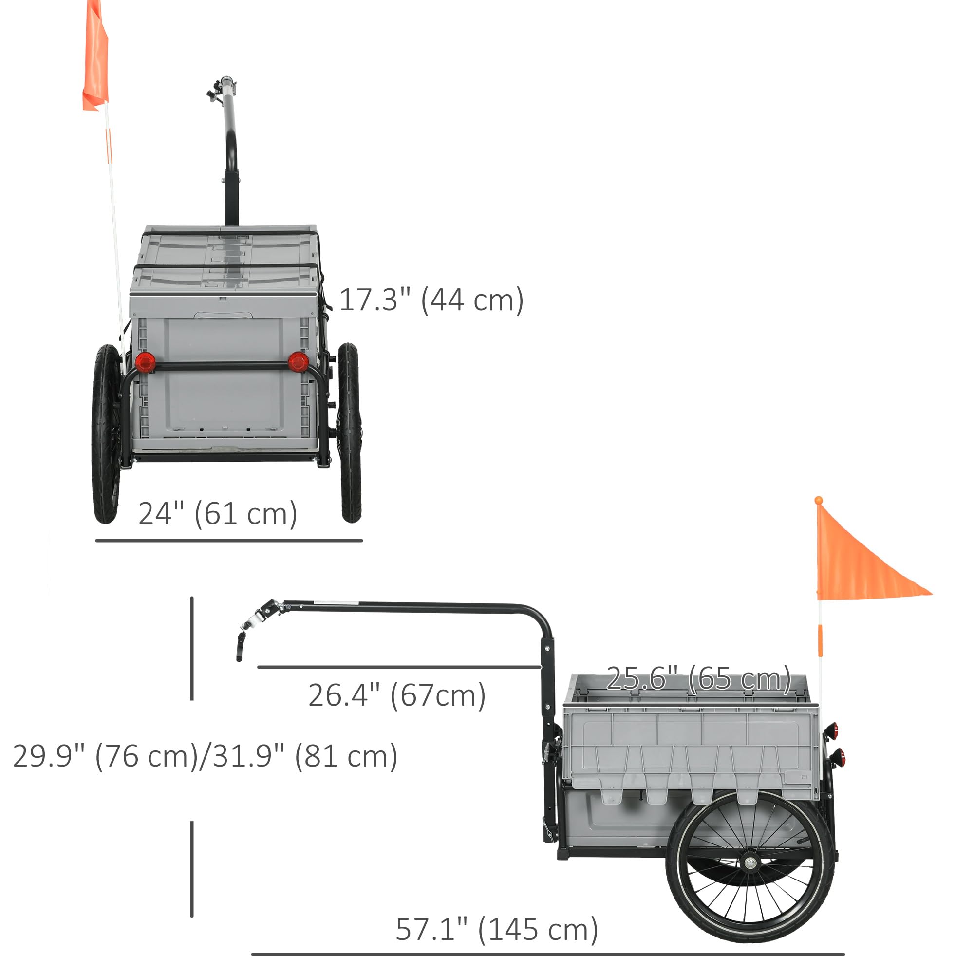 Aosom Heavy-Duty Bike Cargo Trailer with Removable Storage Box - 16
