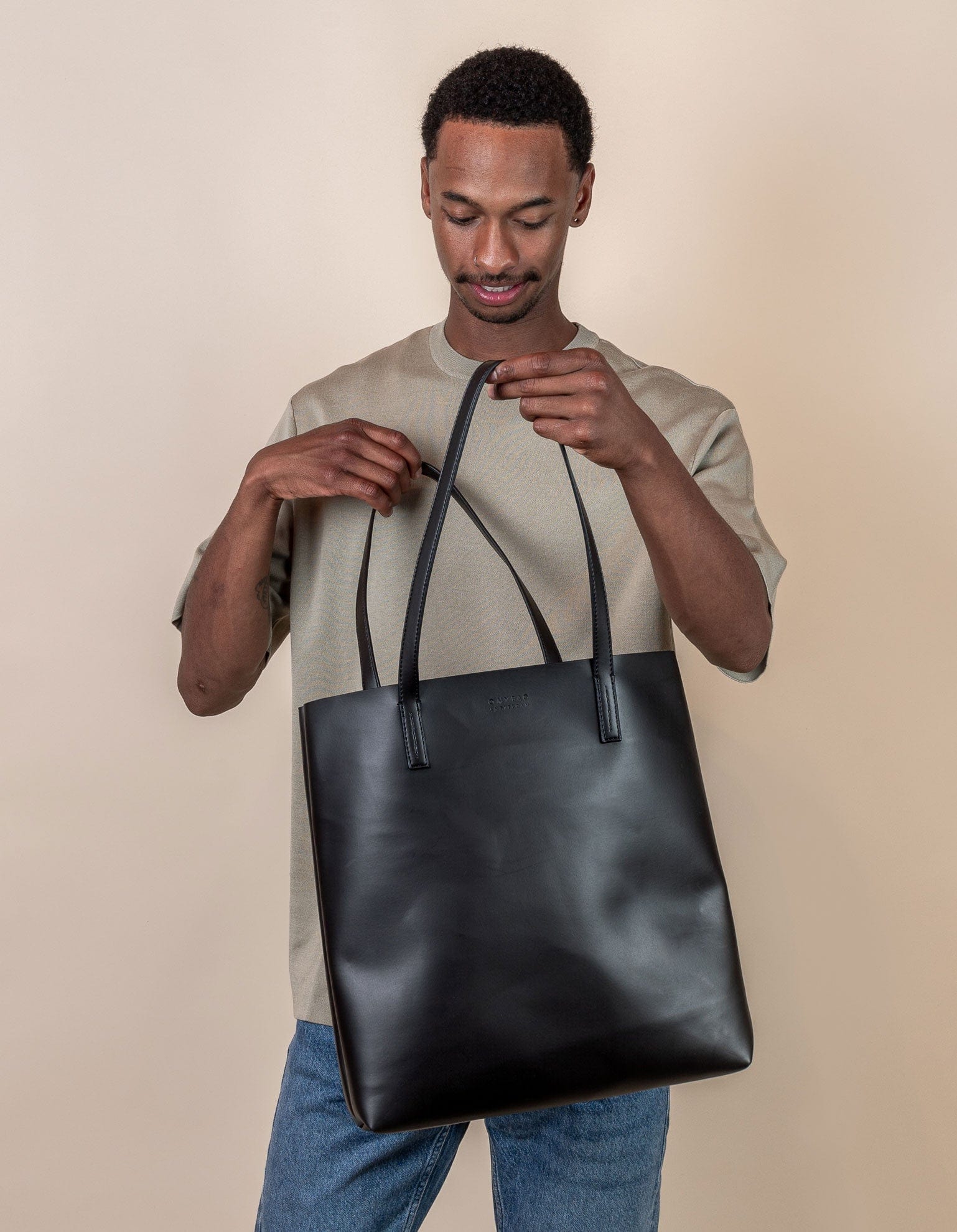 Georgia Unisex Vegan Leather Tote Bag - Apple-Inspired Design | Black | Perfect for Work, Travel & Everyday Use