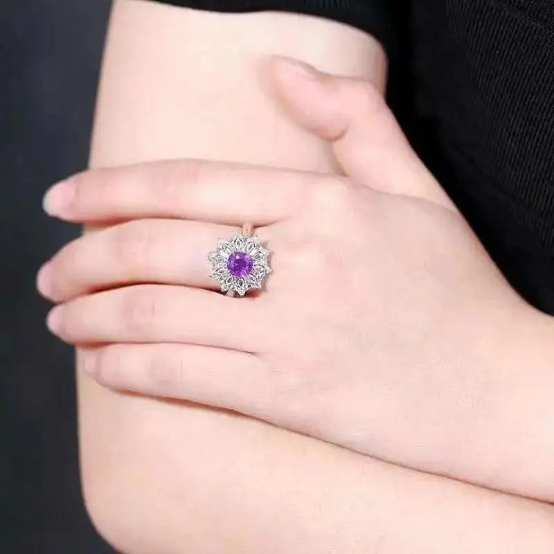 18K White Gold 1.52CT Natural Unheated Purple Sapphire Ring - GUILD Certified Genuine Gemstone Jewelry for Women | Elegant Engagement, Wedding, Anniversary & Special Occasion Gift