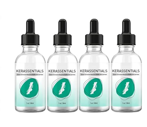 4PCS Kerassentials Toenail Treatment Oil - Natural Nail Repair Solution for Fungus & Discoloration | Extra Strength Formula for Healthy Toenails & Fingernails | Perfect for Athletes, Pedicures & Daily Foot Care