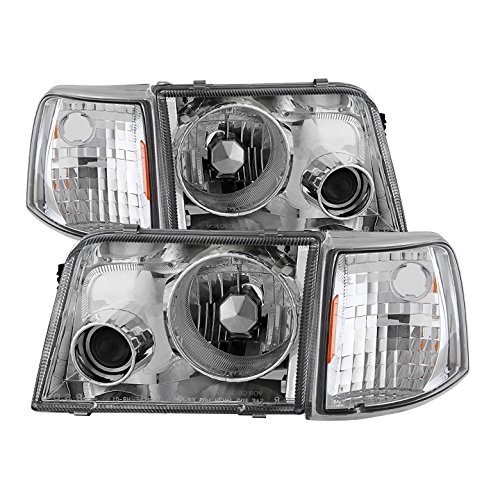 High-Quality Aftermarket Replacement Headlights for 1993-1997 Ford Ranger - Chrome & Clear Lens - Perfect for Night Driving & Off-Road Adventures