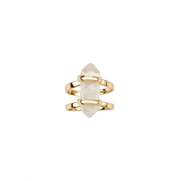 Dawns Exhale Ring - Genuine Clear Quartz Crystal Jewelry for Women | Healing, Meditation & Spiritual Energy | Perfect for Yoga, Reiki & Everyday Wear