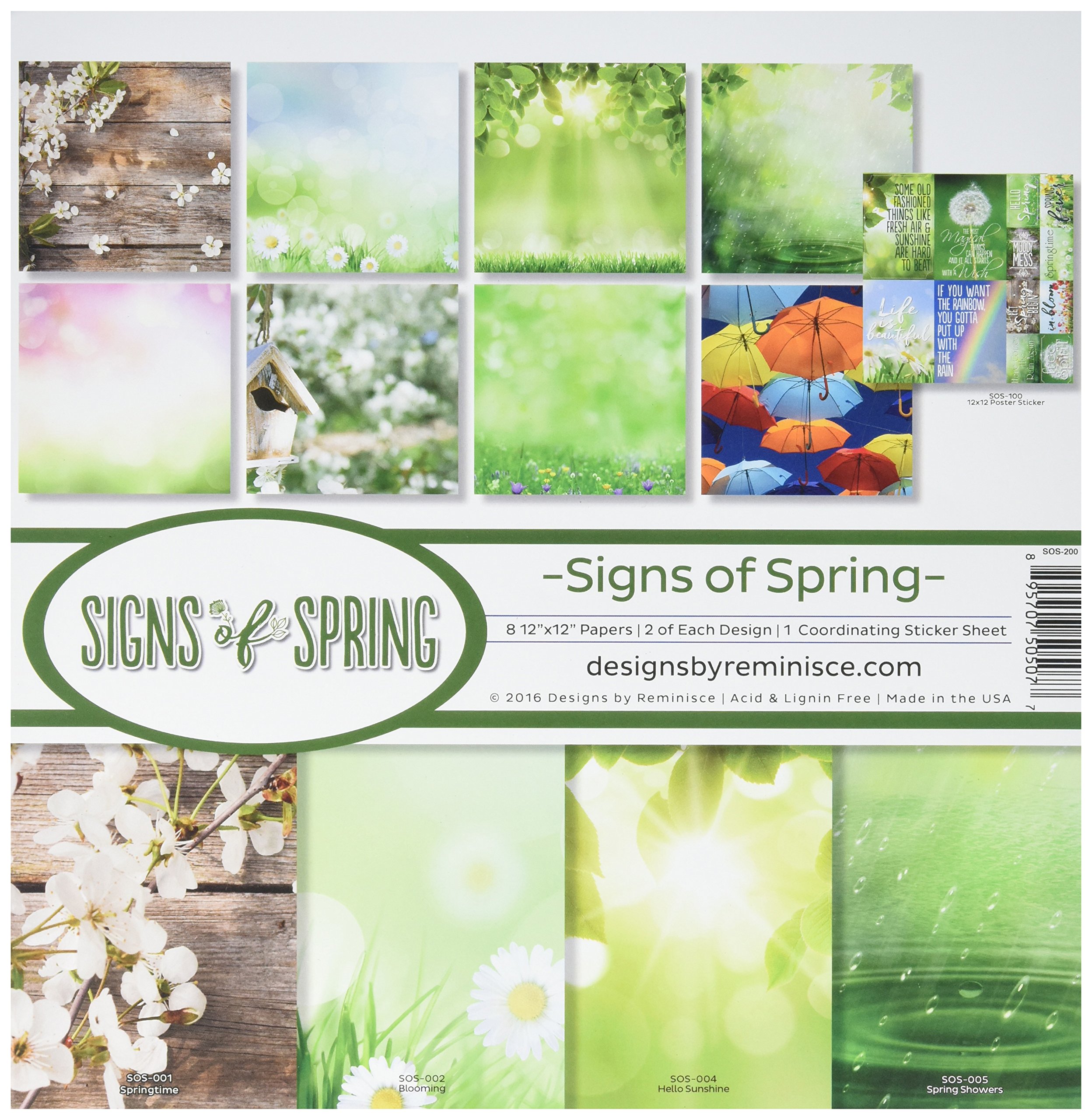 Reminisce Signs of Spring Scrapbook Collection Kit - Floral Paper, Stickers & Embellishments for Spring Crafts, Cards, and DIY Projects