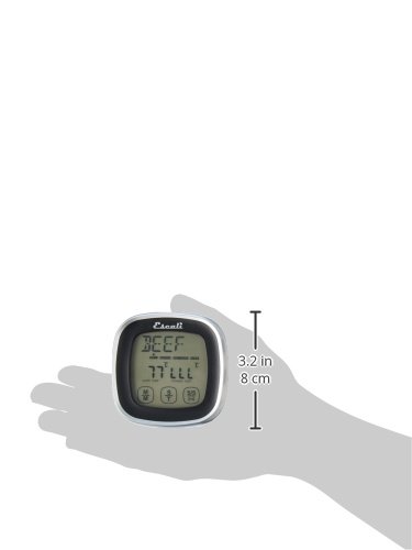 Escali Digital Kitchen Timer with Touch Screen LCD Display, Stainless Steel Probe & Temperature Alert - Oven Safe, Black - Perfect for Baking, Cooking, and Grilling