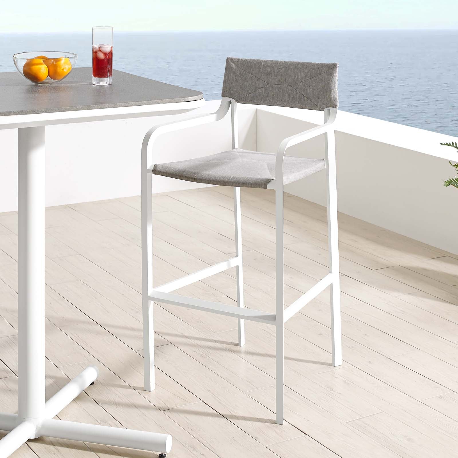 Raleigh Stackable Outdoor Patio Aluminum Bar Stool - Durable & Weather-Resistant Bar Height Stool for Backyard, Deck, Poolside & Garden Use