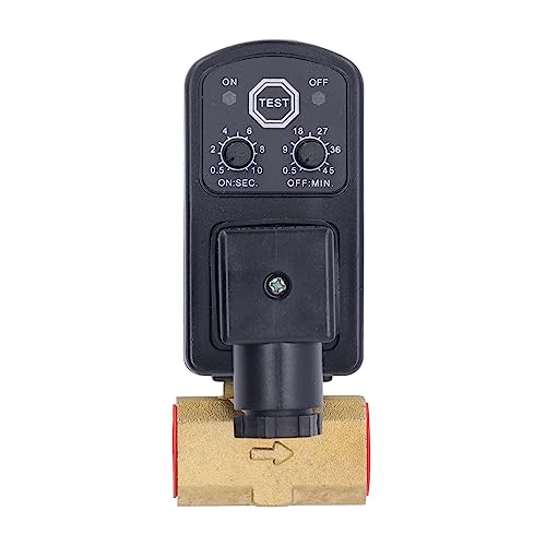 Brass ABS Electric Solenoid Drain Valve with Timer - 24V DC Automatic Compressor Water Release Valve for Air Compressor Systems - Ideal for Industrial, Automotive & HVAC Applications