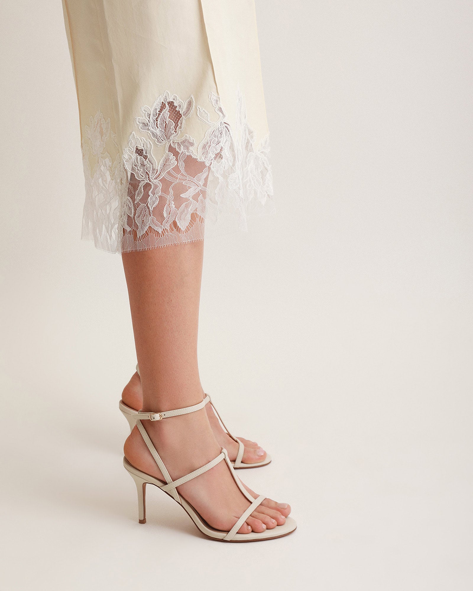 Lacey High Heel Sandals for Women - Off White Leather Strappy Dress Shoes for Weddings, Parties & Evening Events