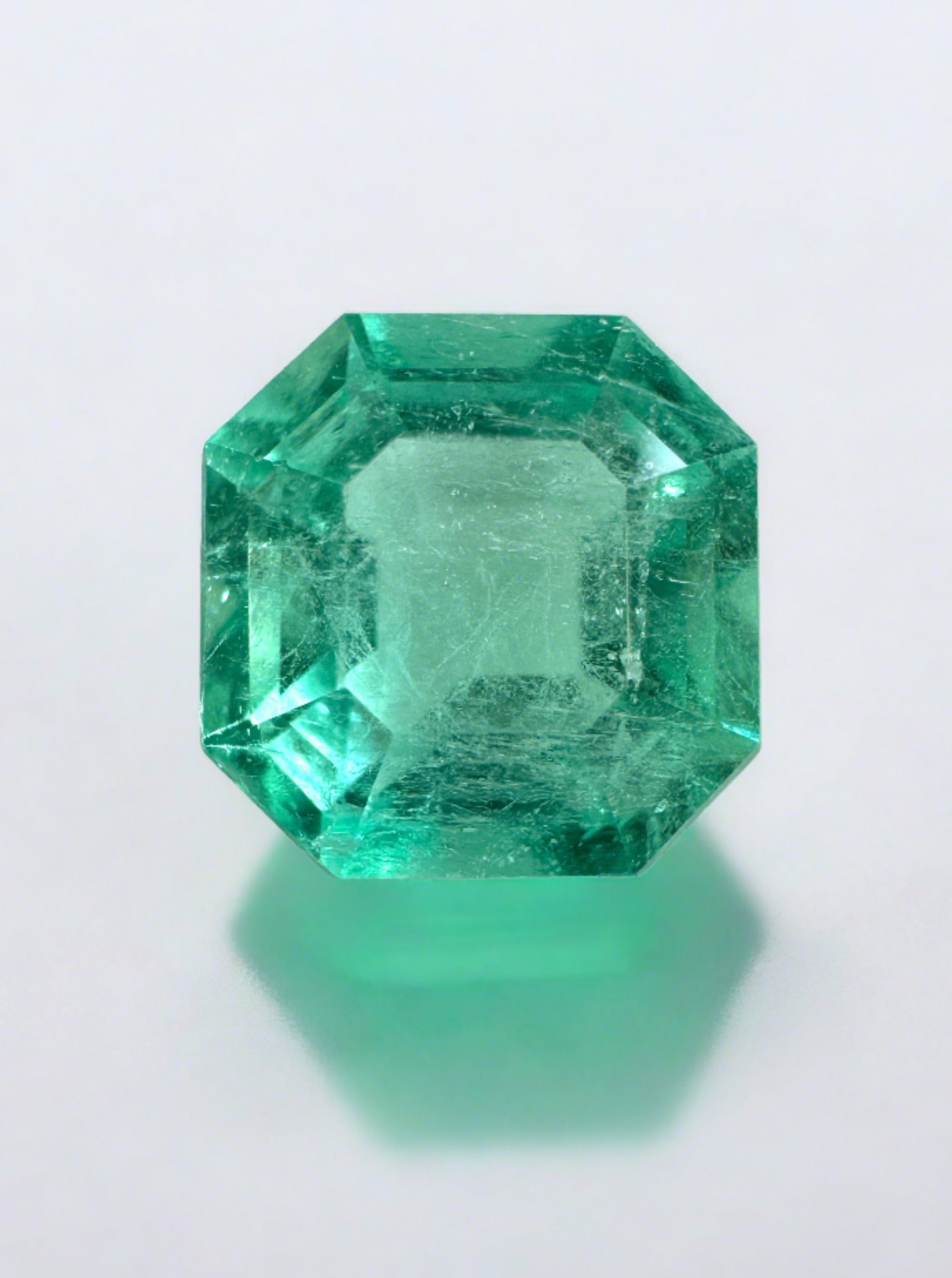 1.87 Carat 8x8mm Art Deco Style Medium Green Natural Loose Colombian Emerald Asscher Cut Gemstone for Jewelry Making, Engagement Rings & Luxury Gifts